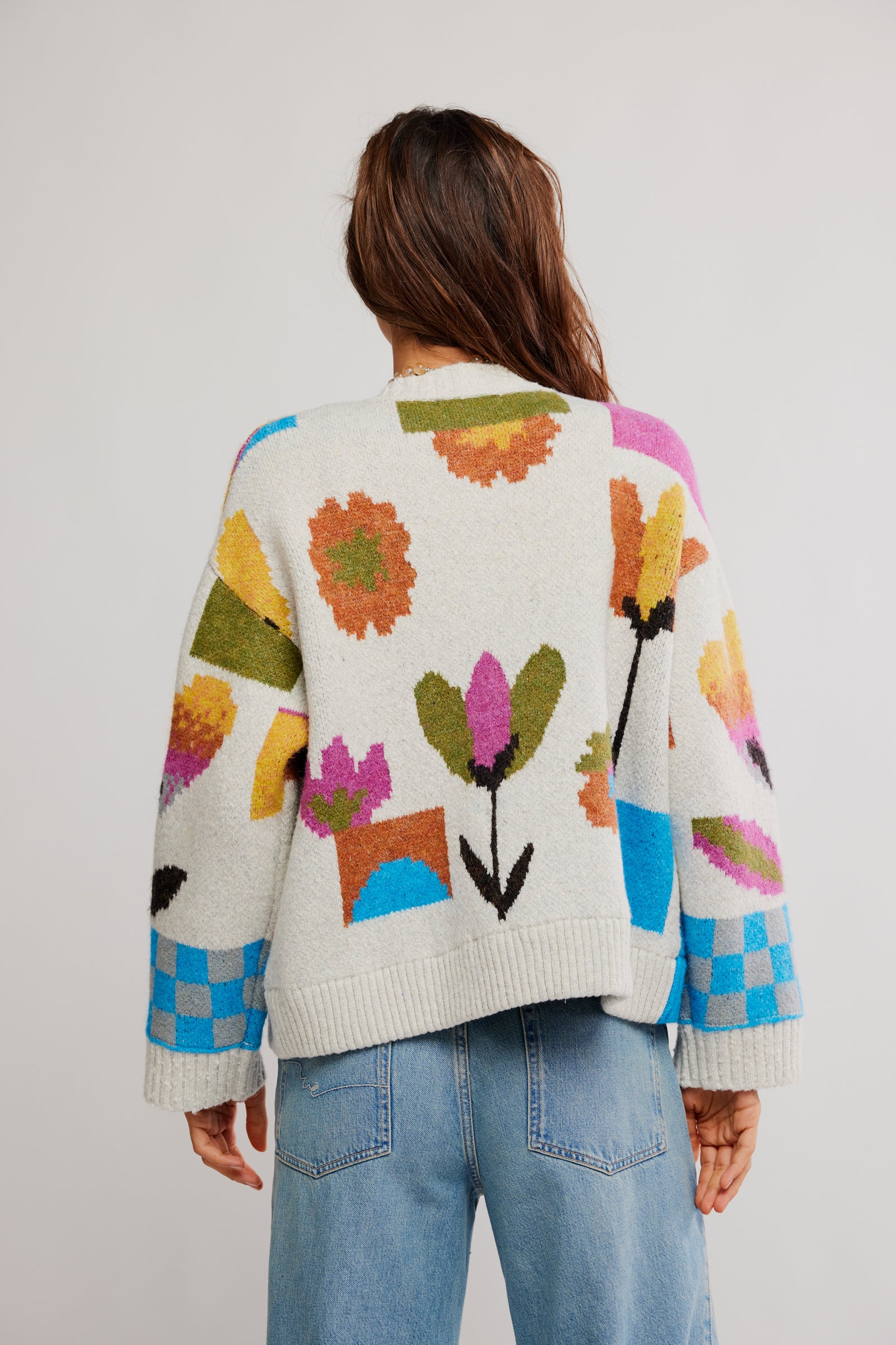 FREE PEOPLE TULIP WHIRL CARDIGAN - IVORY COMBO