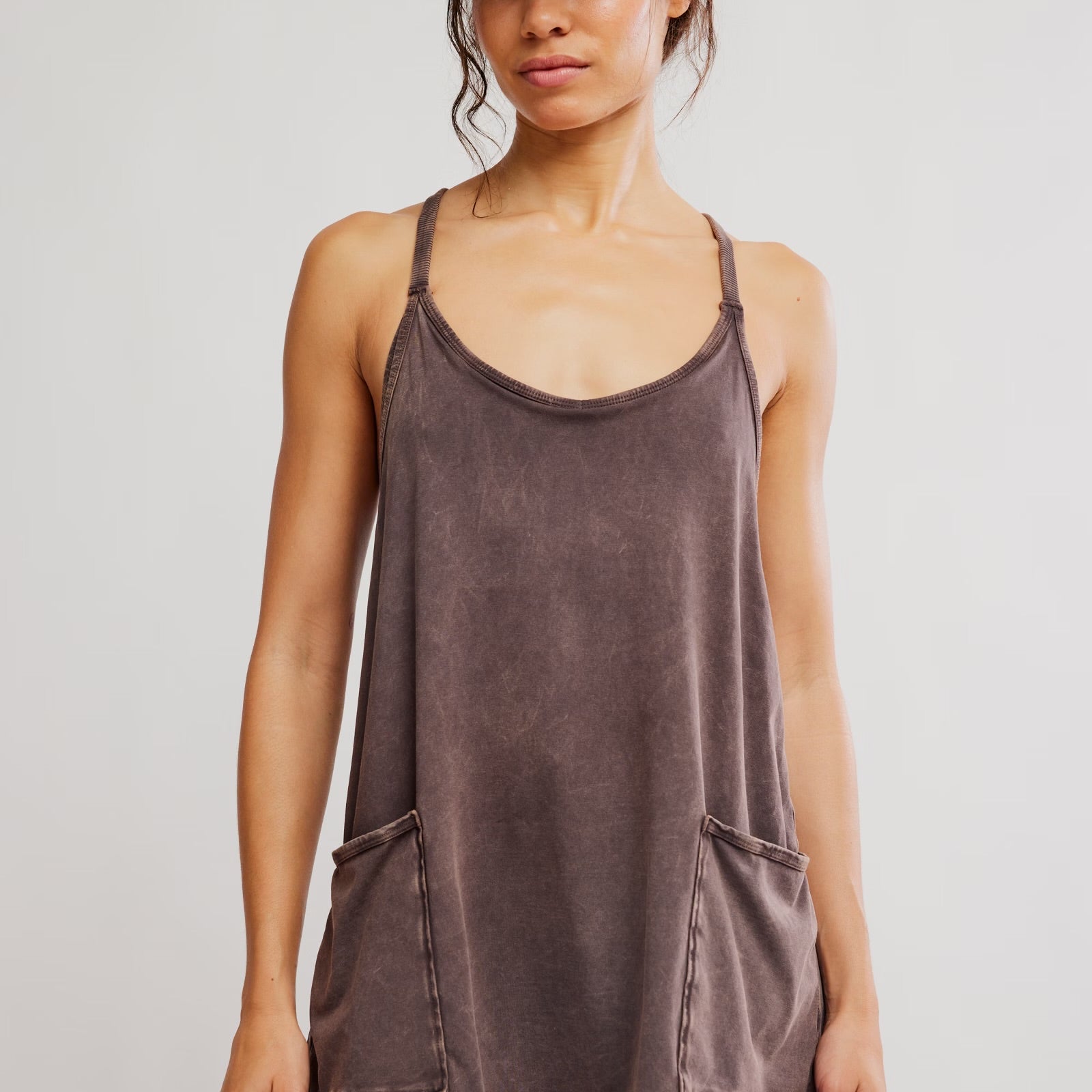 FREE PEOPLE HOT SHOT MINI DRESS - CHOCOLATE