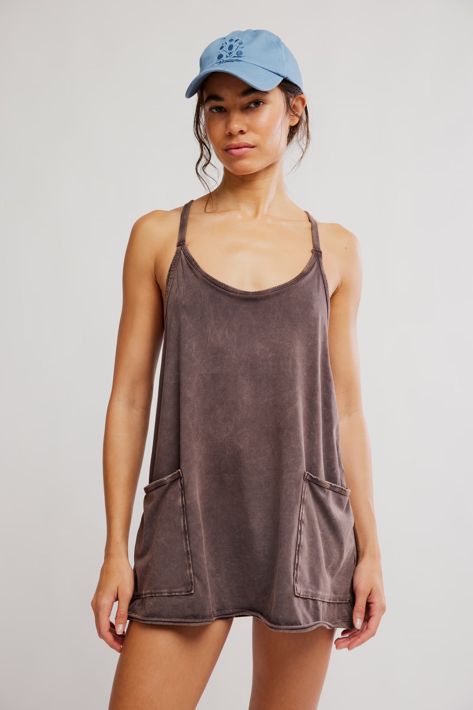 FREE PEOPLE HOT SHOT MINI DRESS - CHOCOLATE