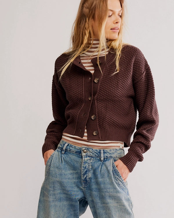 FREE PEOPLE LILA CARDIGAN - POTTING SOIL