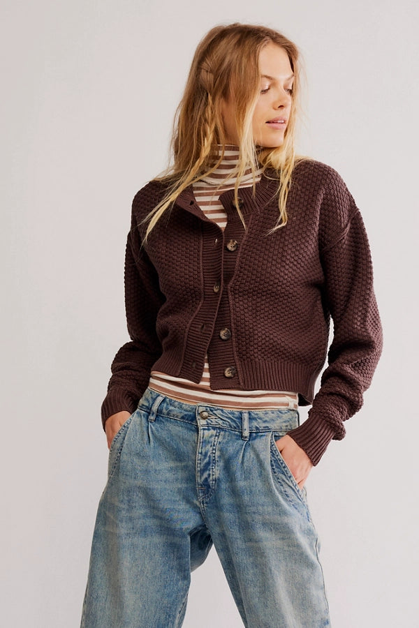 FREE PEOPLE LILA CARDIGAN - POTTING SOIL