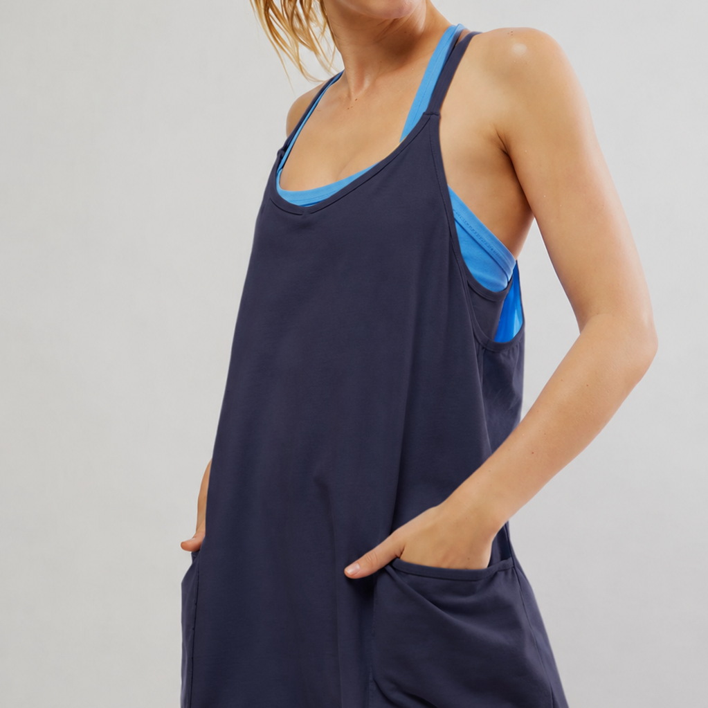 FREE PEOPLE HOT SHOT MINI DRESS - MIDNIGHT NAVY