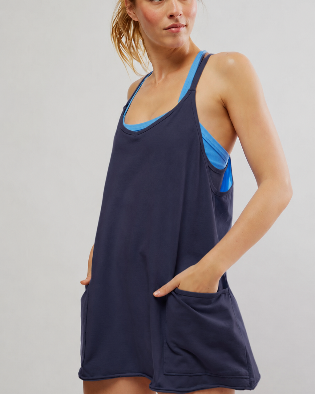FREE PEOPLE HOT SHOT MINI DRESS - MIDNIGHT NAVY