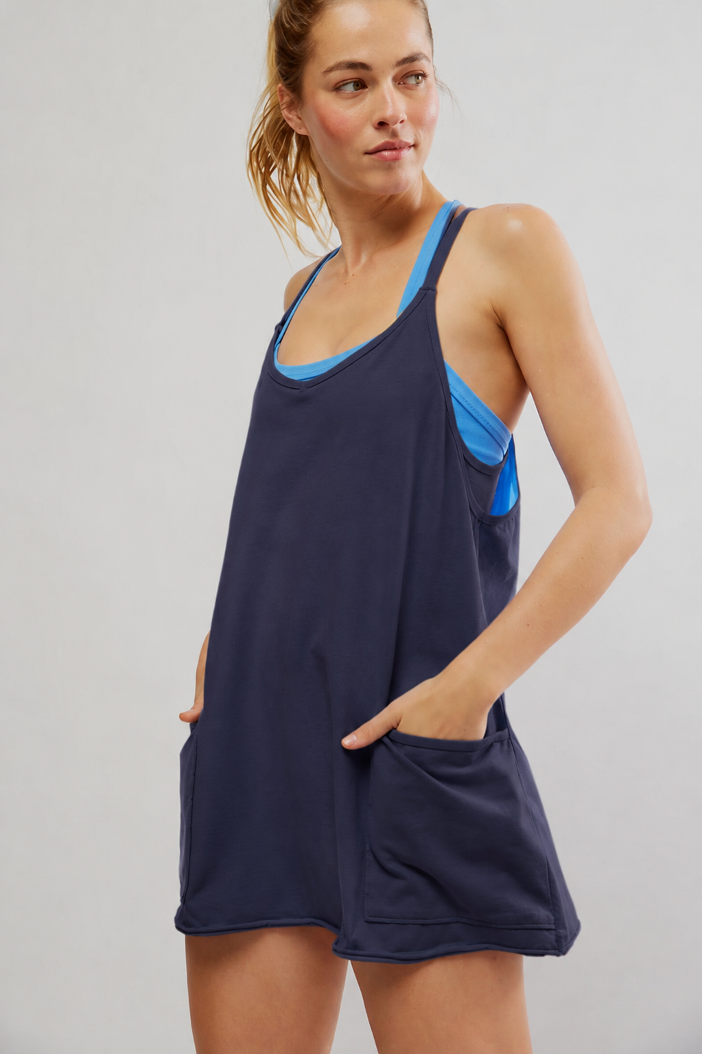 FREE PEOPLE HOT SHOT MINI DRESS - MIDNIGHT NAVY