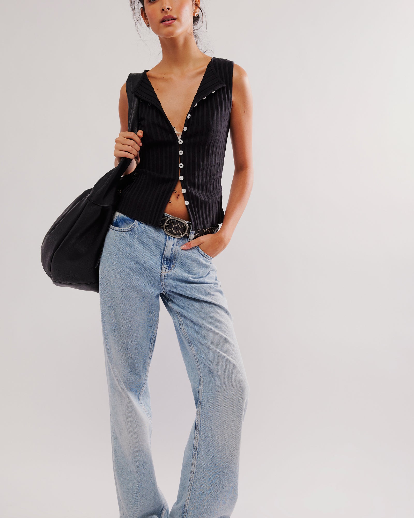 FREE PEOPLE TILLY VEST - BLACK
