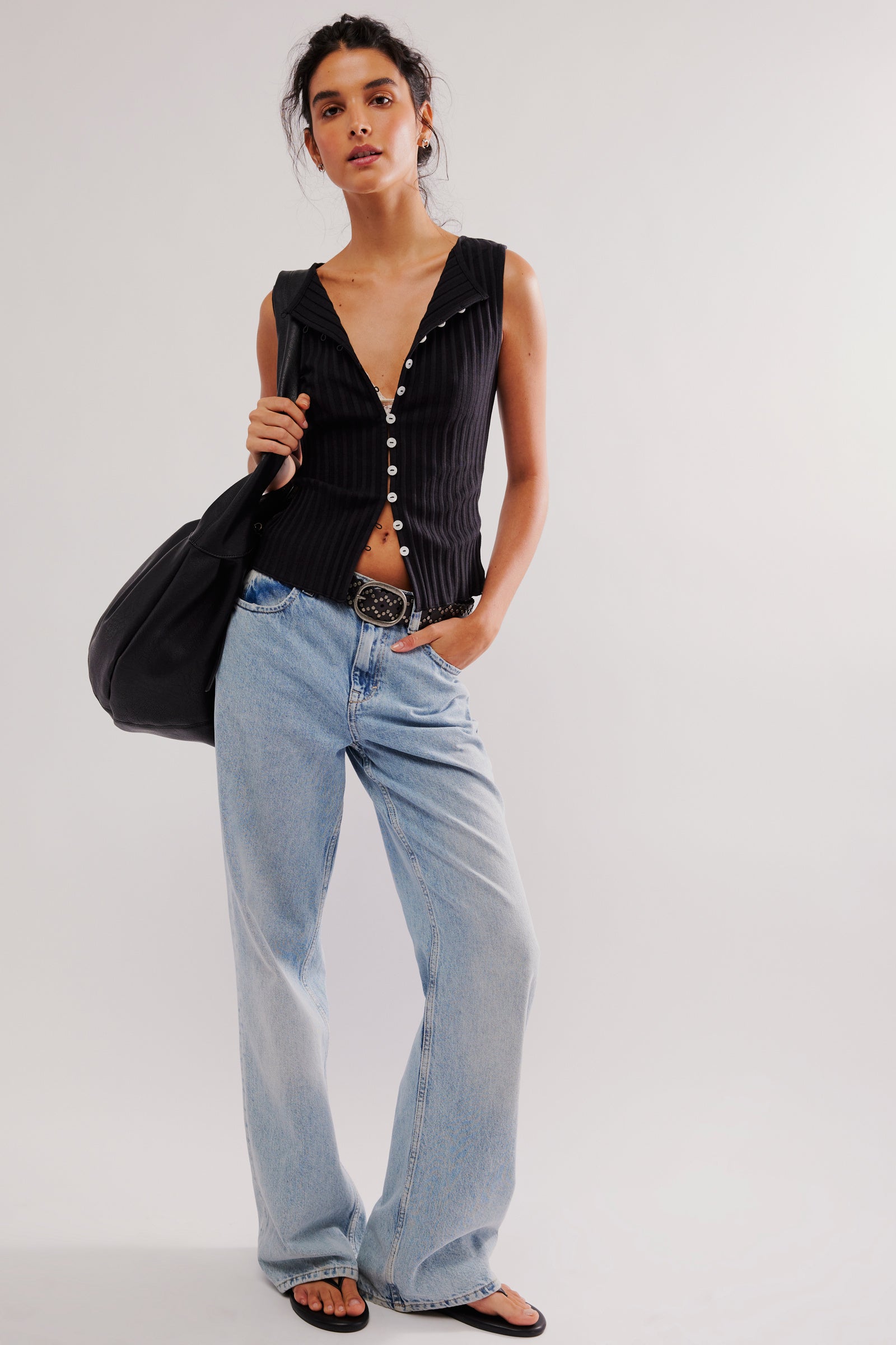 FREE PEOPLE TILLY VEST - BLACK