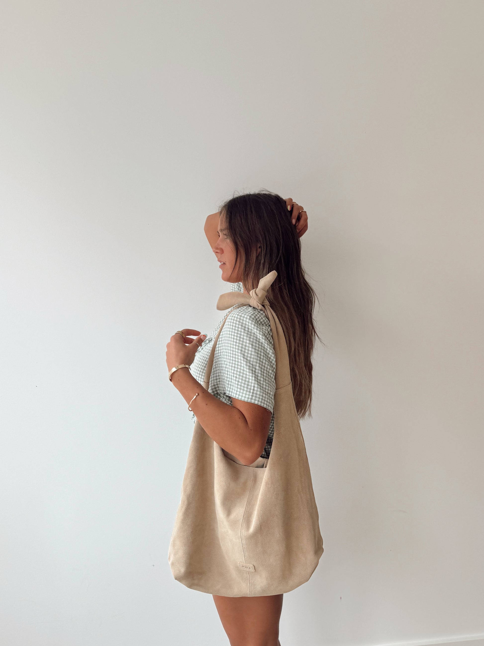 RISA KNOT TOTE BAG - LIGHT BROWN SUEDE
