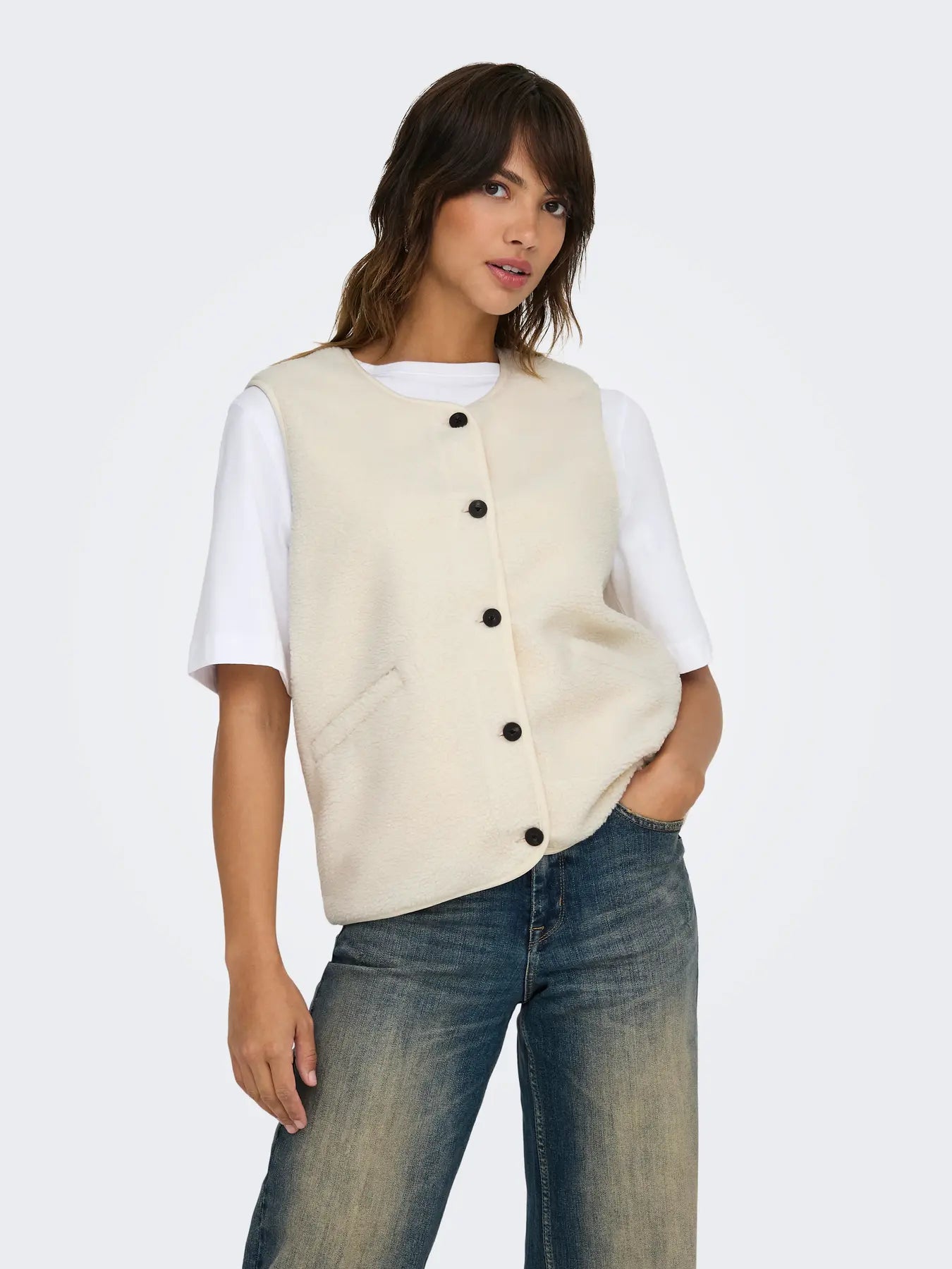 ONLY BABY TEDDY VEST - PUMICE STONE