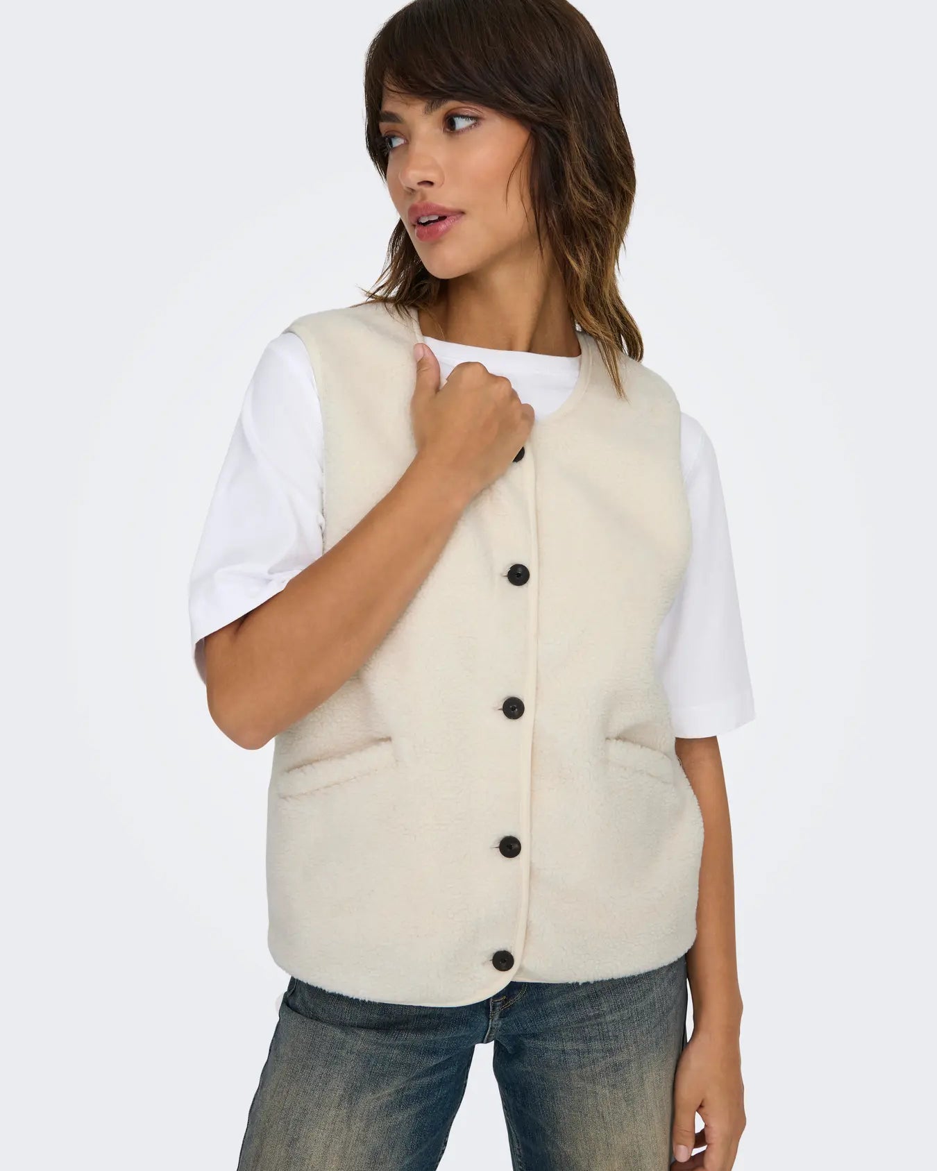 ONLY BABY TEDDY VEST - PUMICE STONE