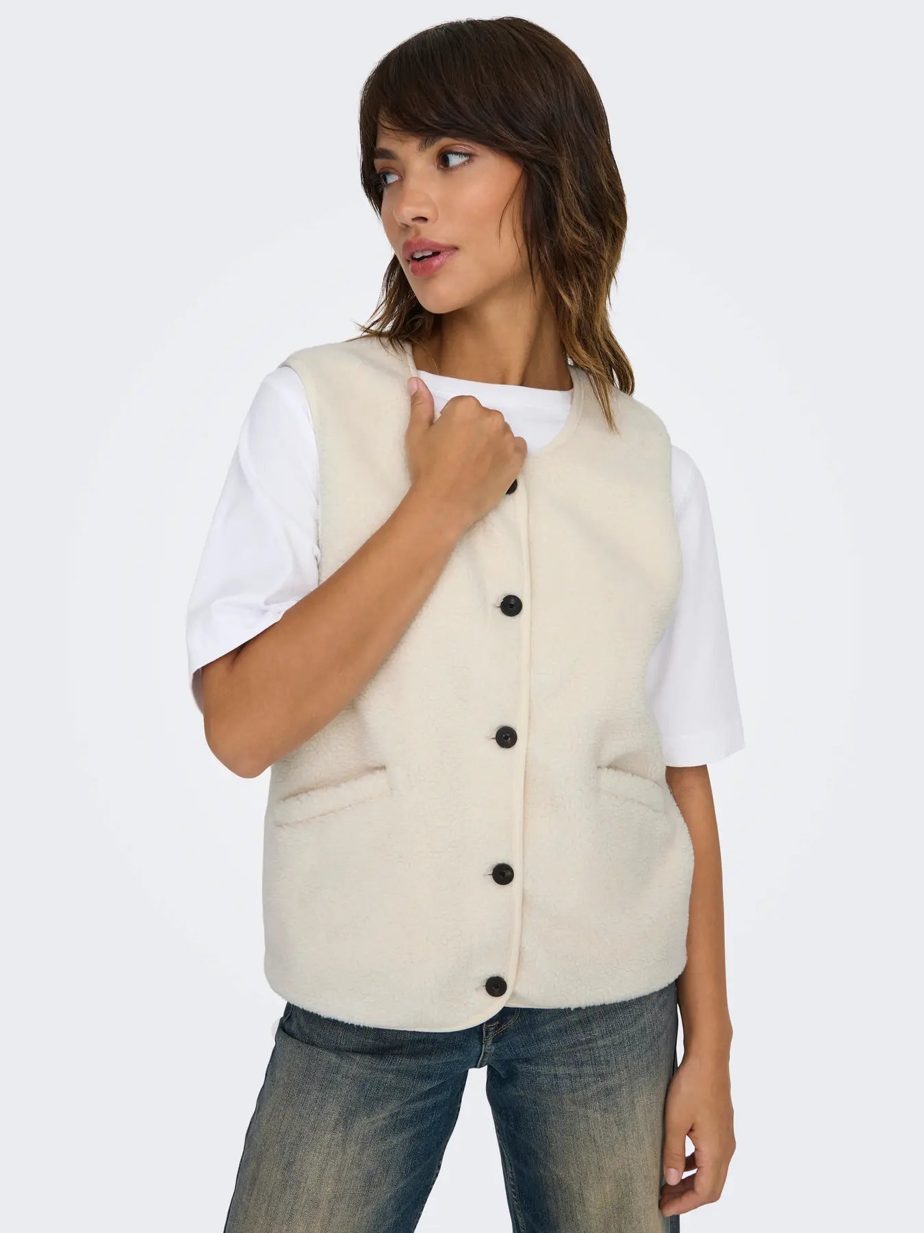 ONLY BABY TEDDY VEST - PUMICE STONE