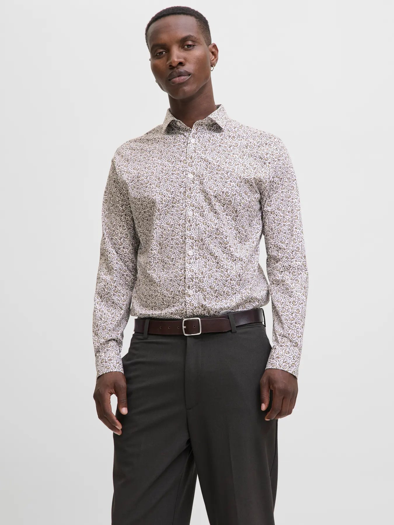 J+J BLACKPOOL PRINTED DRESS SHIRT - WHITE