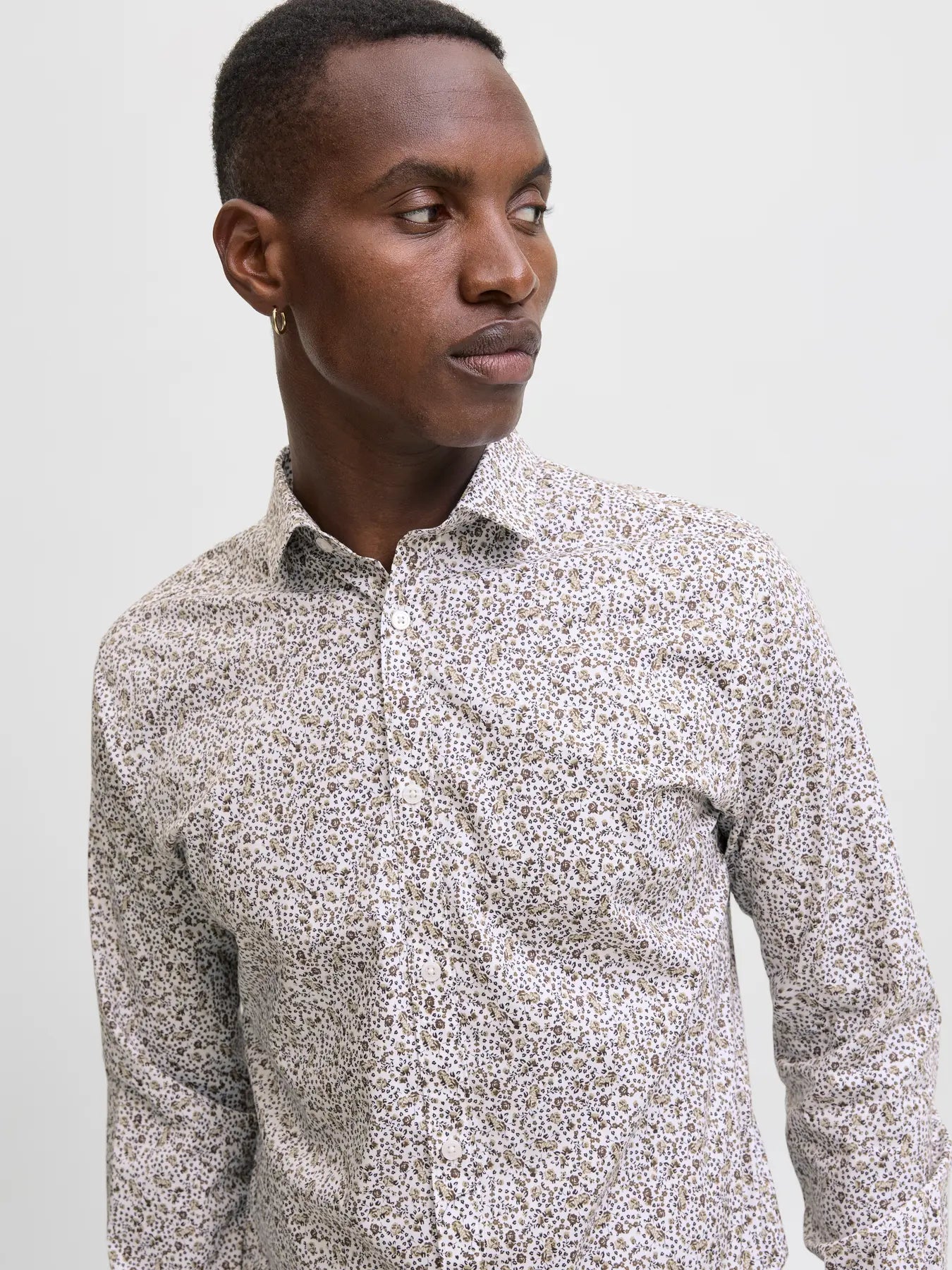 J+J BLACKPOOL PRINTED DRESS SHIRT - WHITE