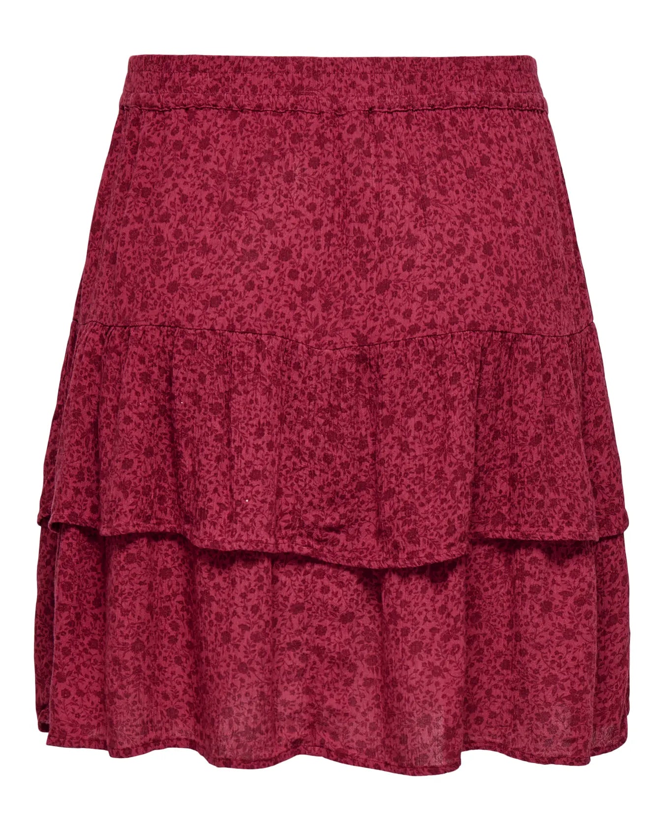 ONLY BERYL PRINTED RUFFLE SKIRT - EARTH RED