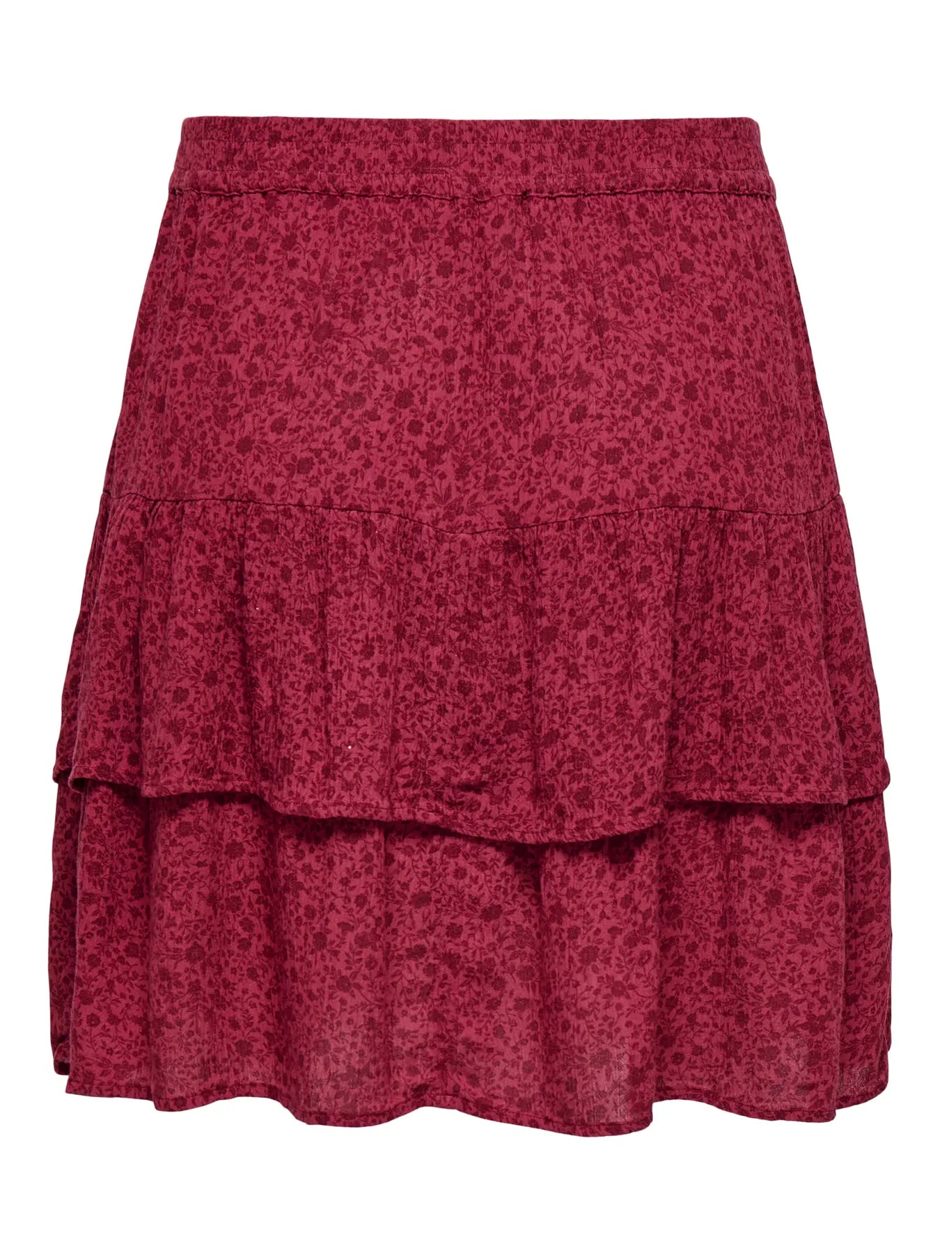 ONLY BERYL PRINTED RUFFLE SKIRT - EARTH RED