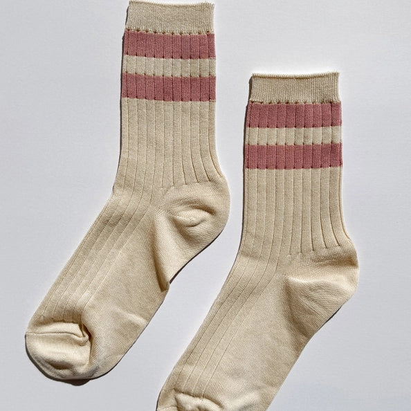 LE BON SHOPPE HER SOCKS VARSITY - ROSE
