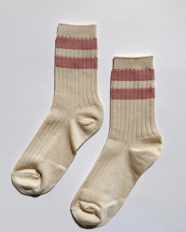 LE BON SHOPPE HER SOCKS VARSITY - ROSE