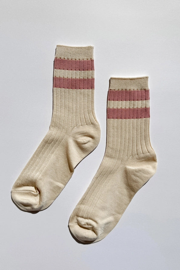 LE BON SHOPPE HER SOCKS VARSITY - ROSE
