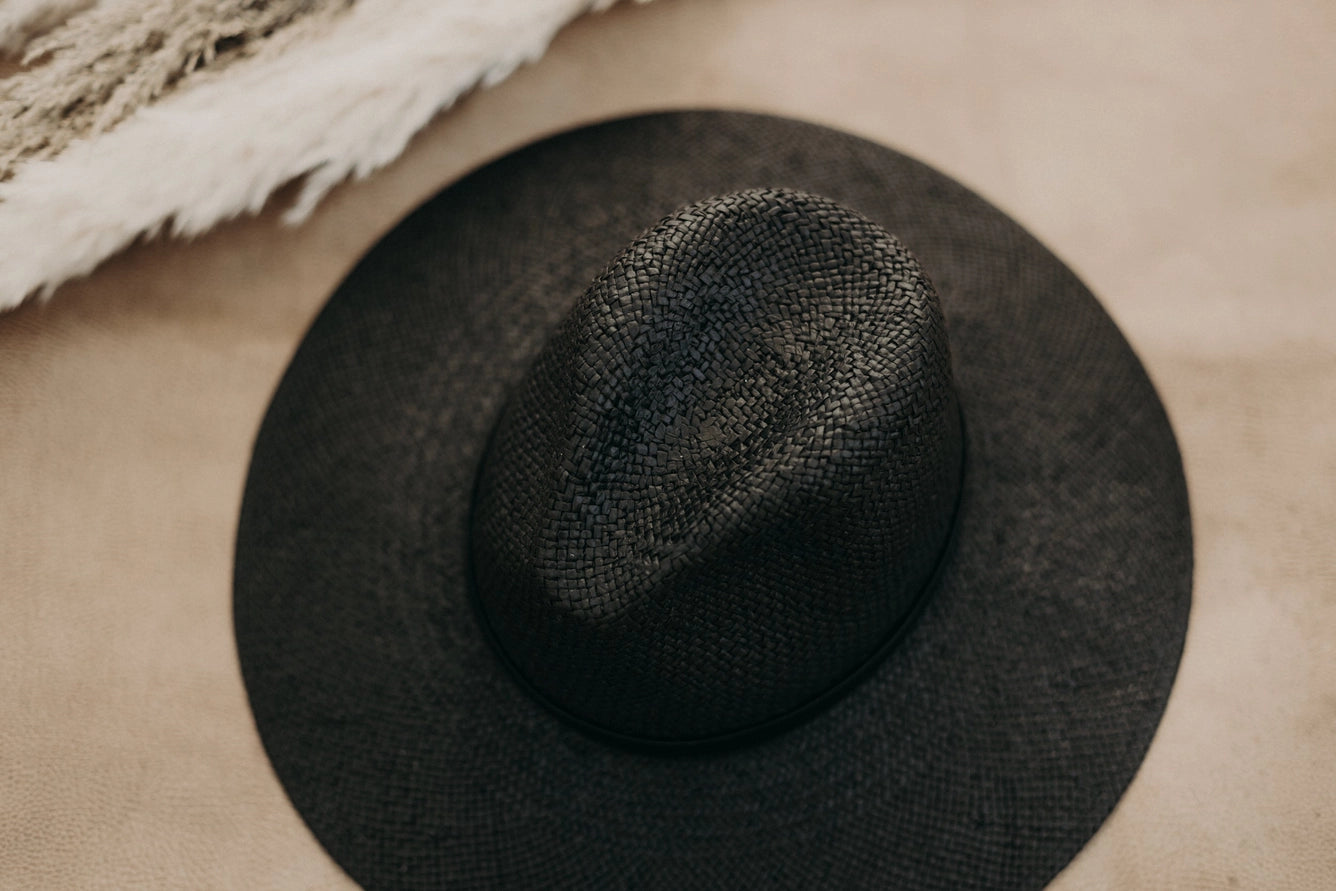 WEST VON BLAKE PAPER STRAW HAT - BLACK