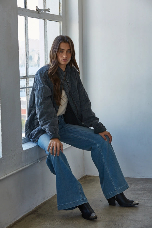 IT'S ALL GOOD QUILTED JACKET - WASHED BLACK