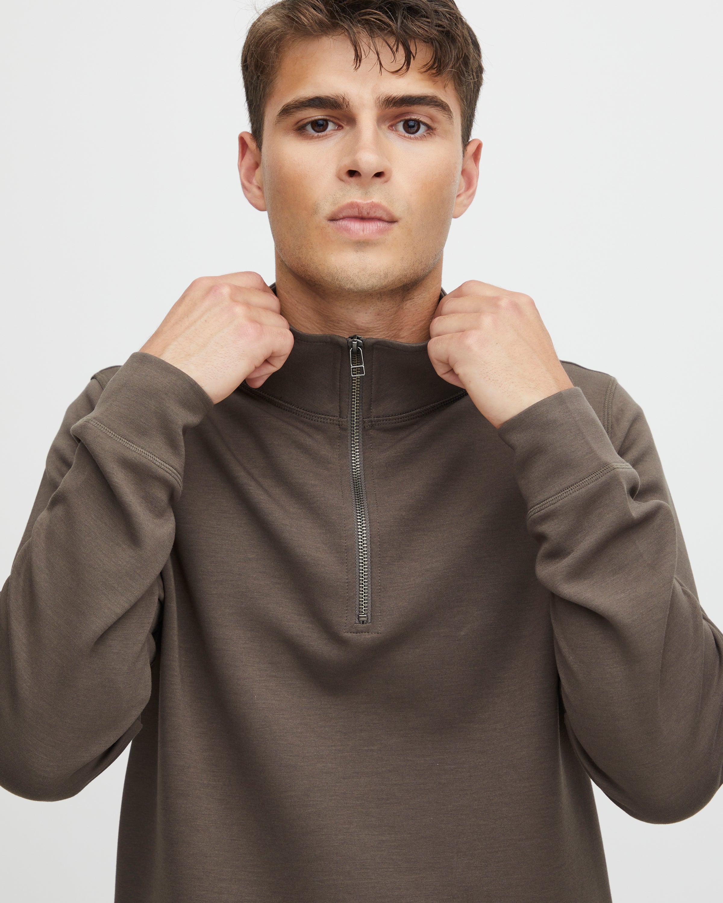 CASUAL FRIDAY SEBASTIAN ZIP SWEATSHIRT - MAJOR BROWN