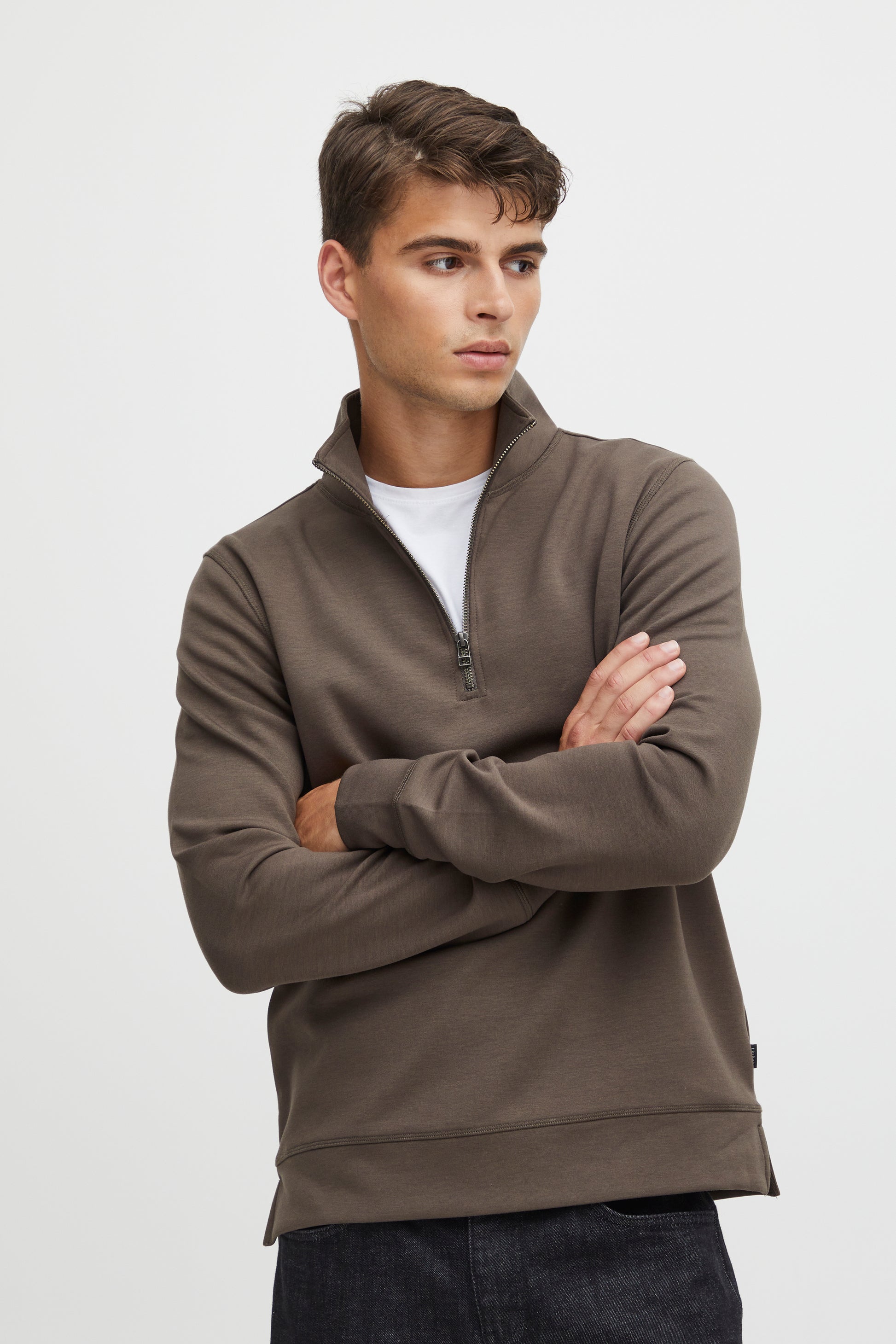 CASUAL FRIDAY SEBASTIAN ZIP SWEATSHIRT - MAJOR BROWN