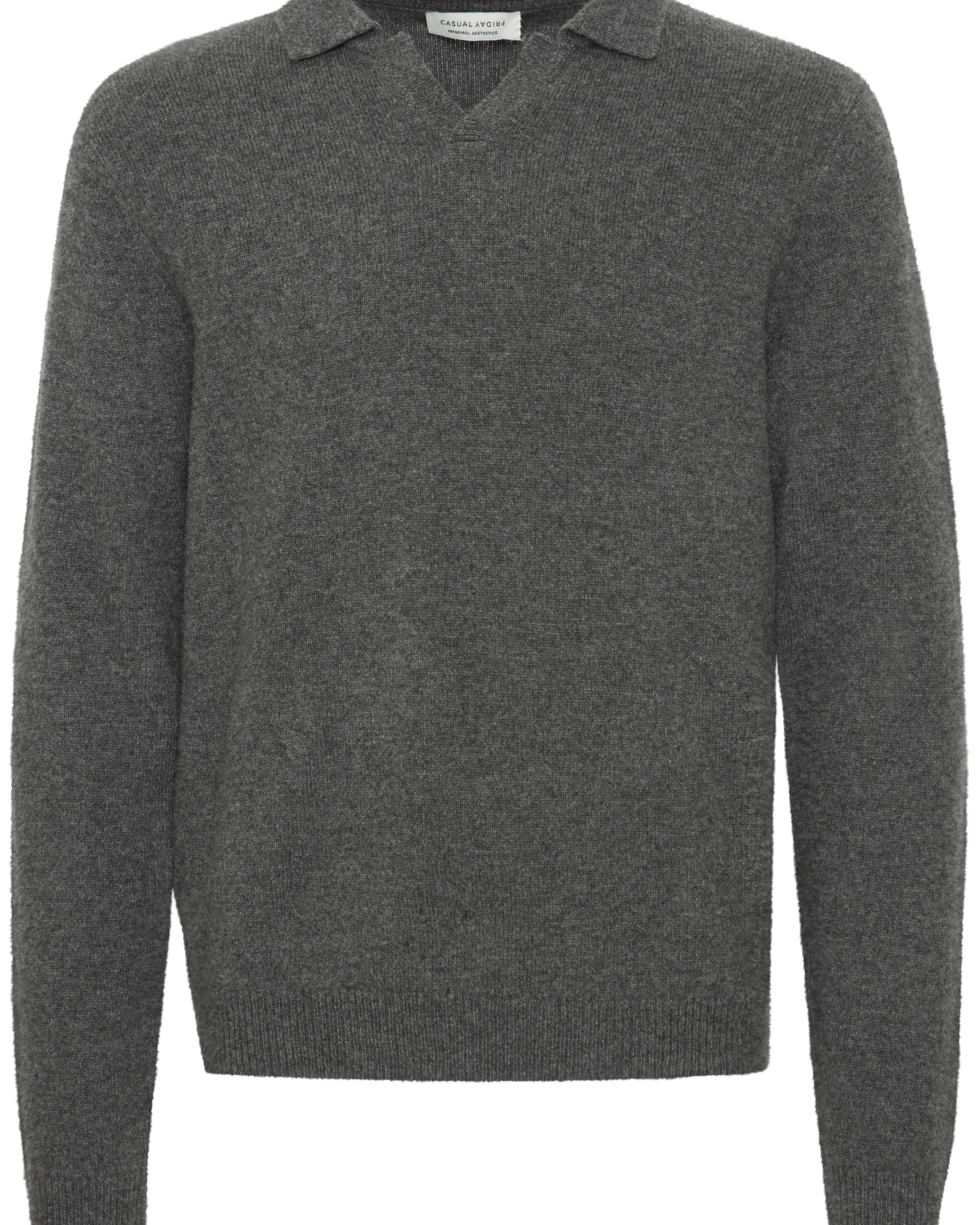 CASUAL FRIDAY KARL LAMBSWOOL PULLOVER - PEWTER MIX