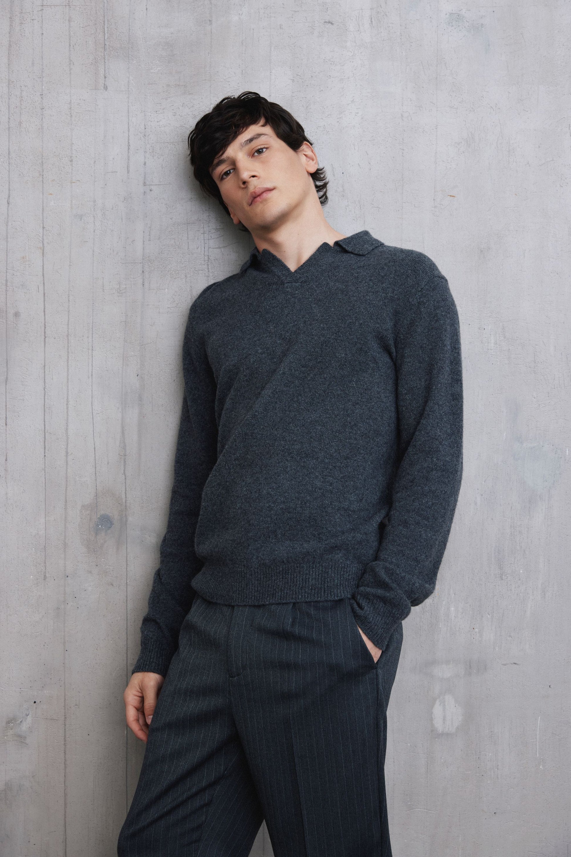 CASUAL FRIDAY KARL LAMBSWOOL PULLOVER - PEWTER MIX