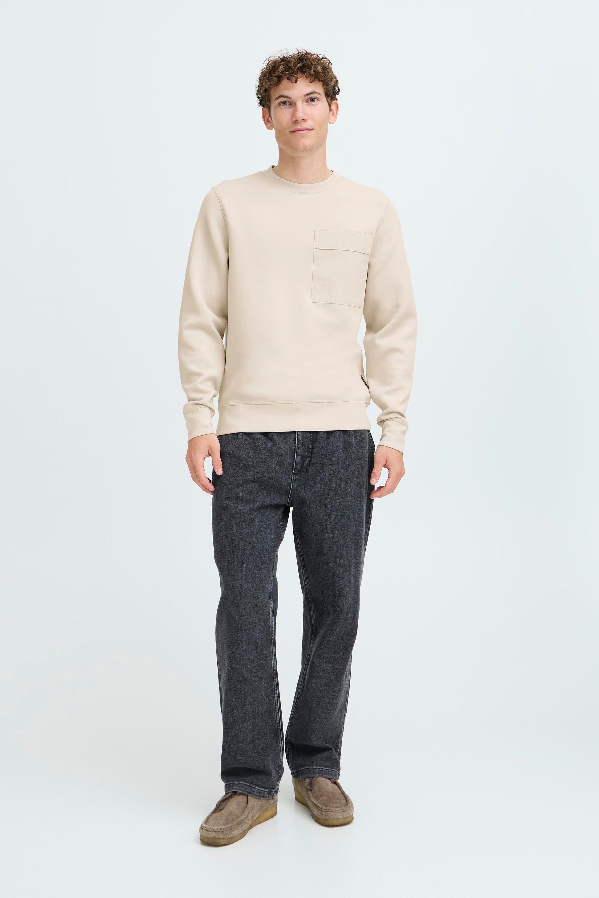CASUAL FRIDAY VIDAR SOFT PULLOVER - SILVER LINING