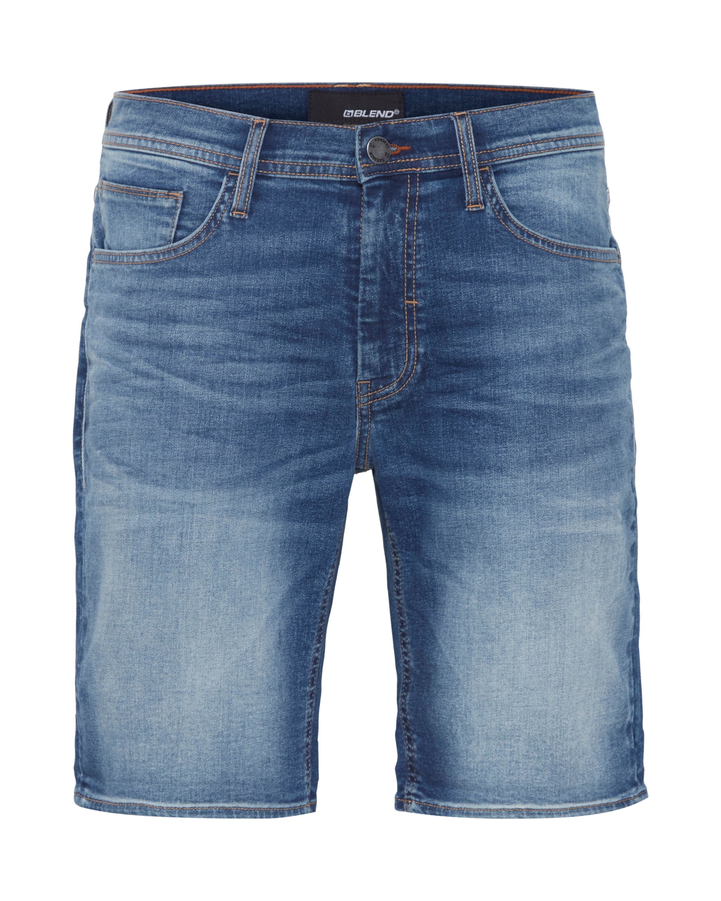 BLEND STRETCHY DENIM SHORTS - MEDIUM BLUE