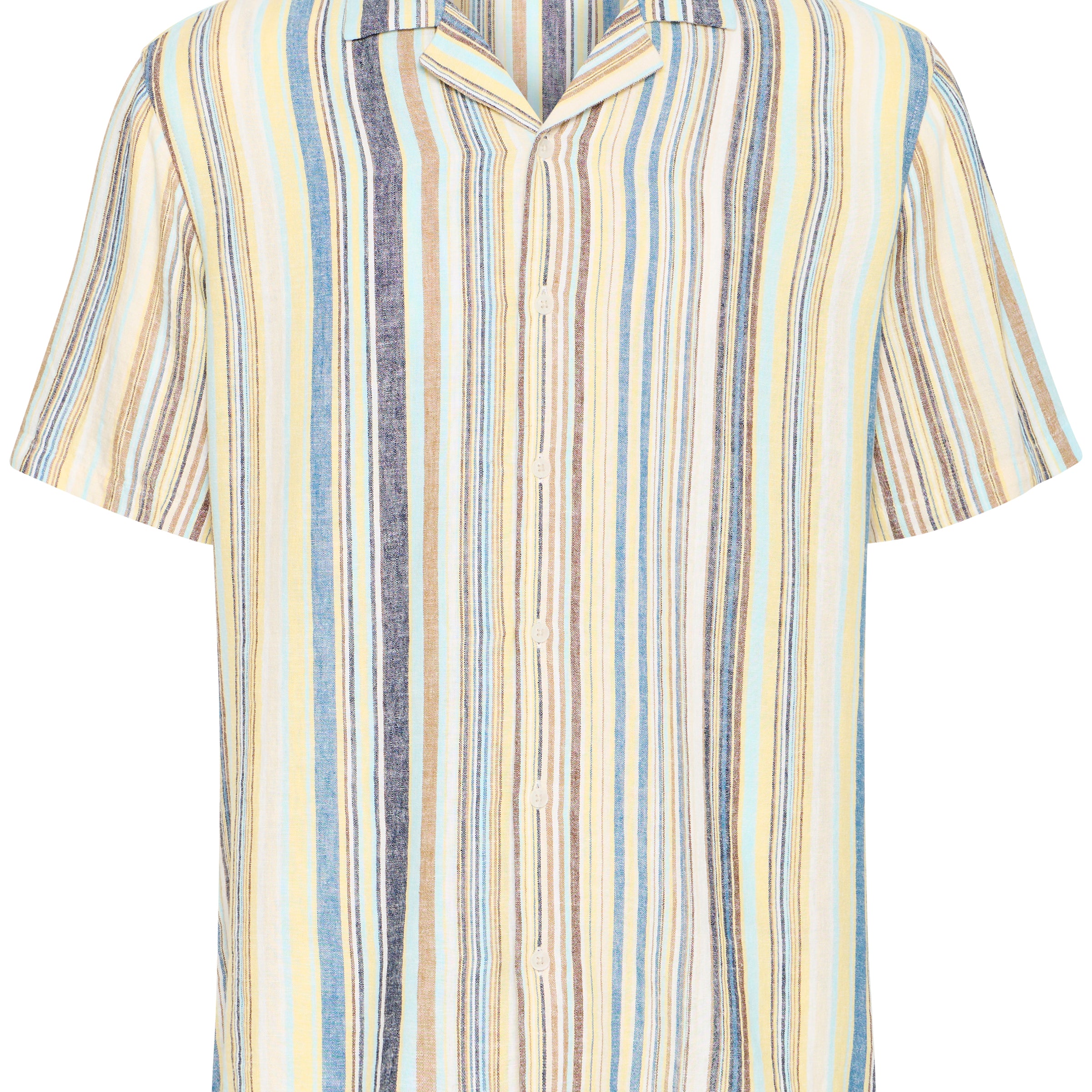 BLEND AKIS STRIPED LINEN BUTTON SHIRT - BLUE ASHES