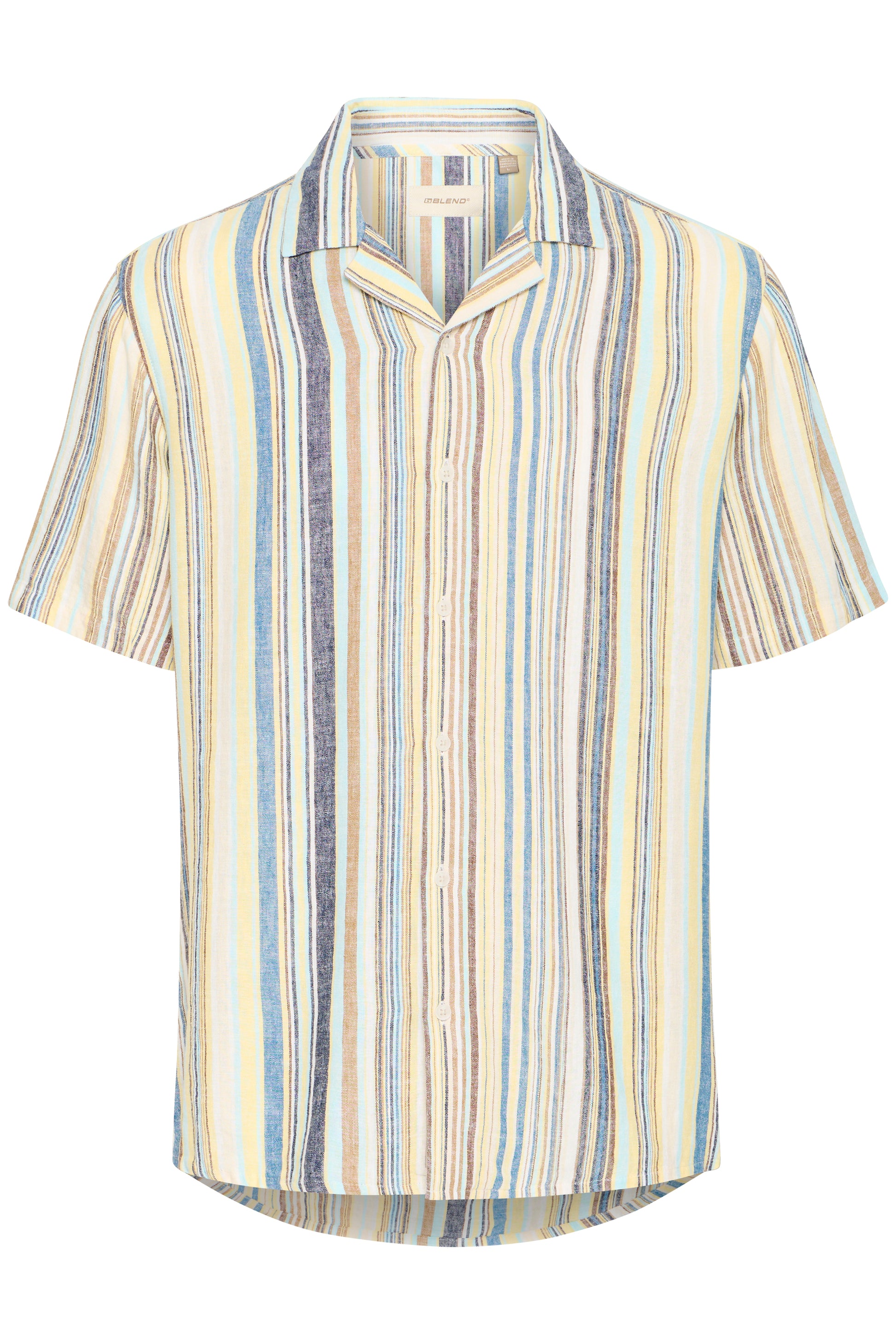 BLEND AKIS STRIPED LINEN BUTTON SHIRT - BLUE ASHES