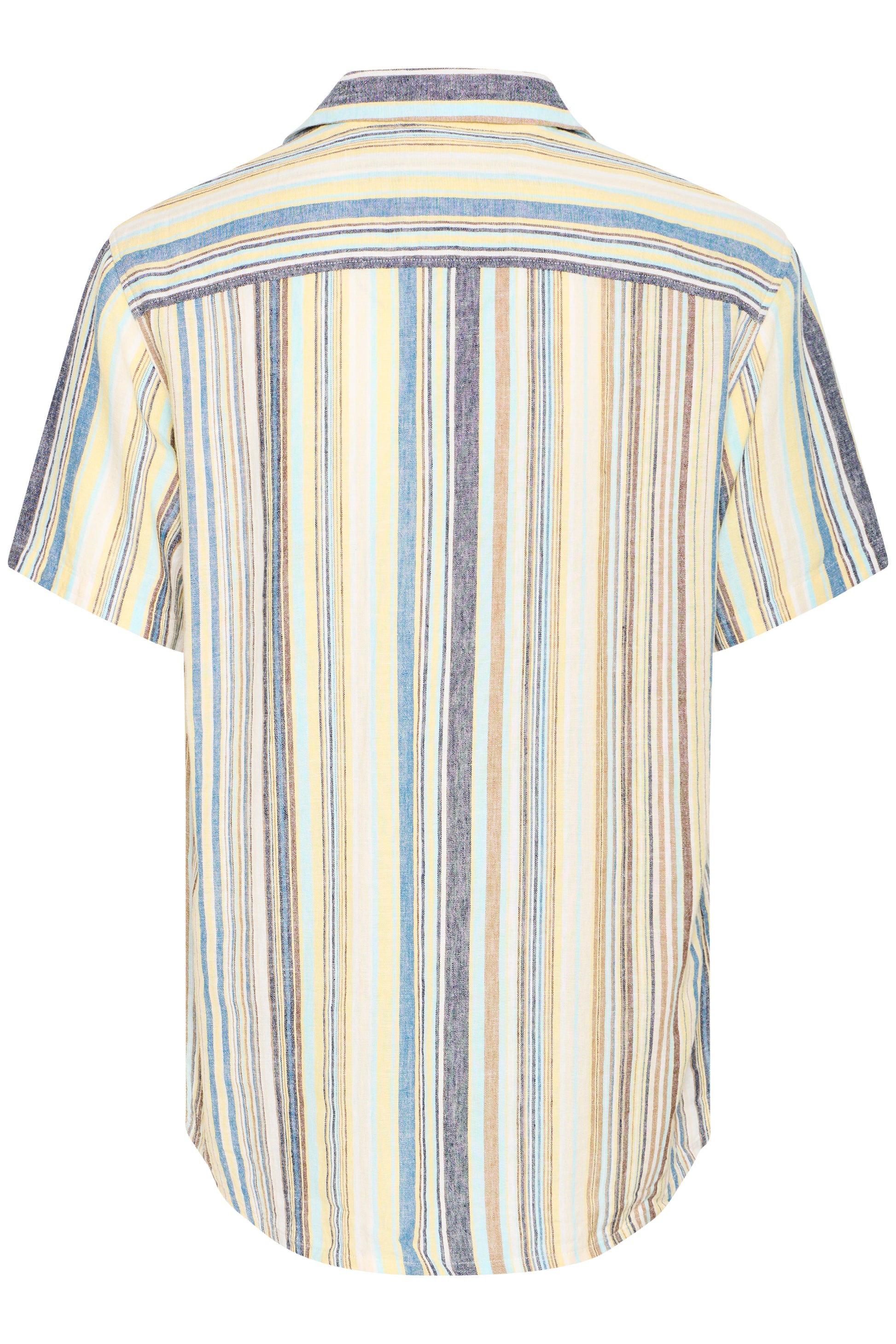 BLEND AKIS STRIPED LINEN BUTTON SHIRT - BLUE ASHES