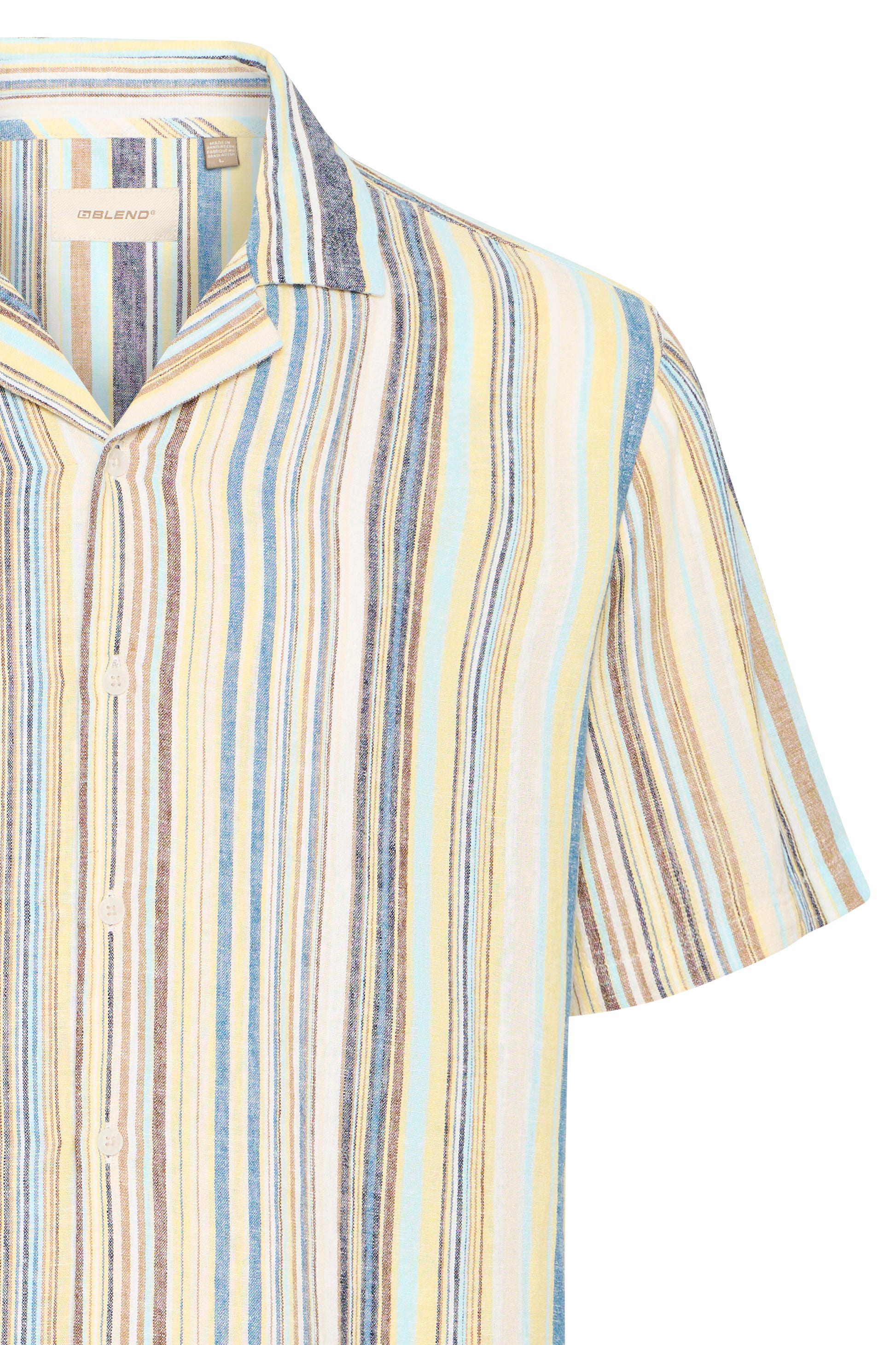 BLEND AKIS STRIPED LINEN BUTTON SHIRT - BLUE ASHES