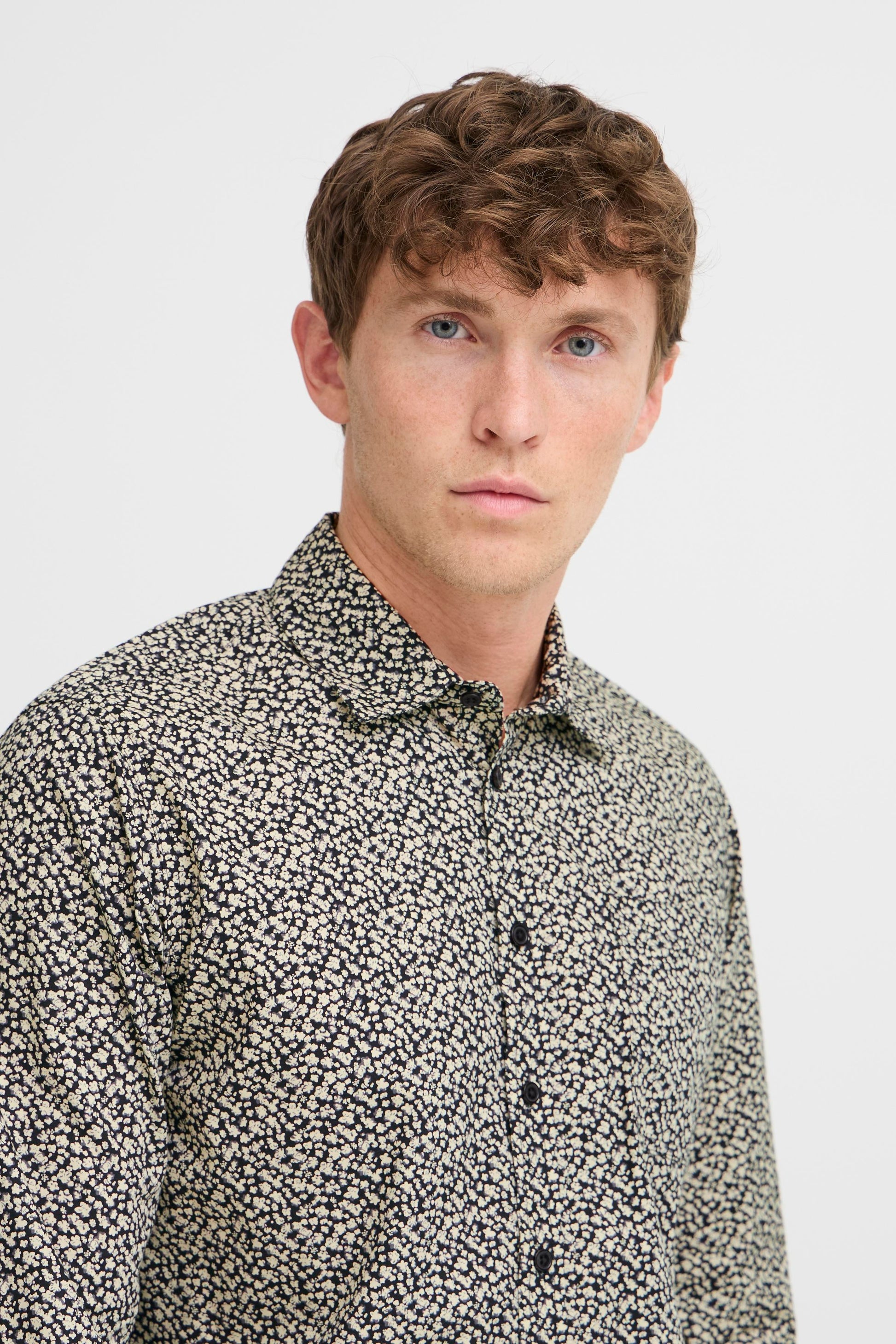 BLEND AVID PRINTED DRESS SHIRT - BLACK BEAUTY