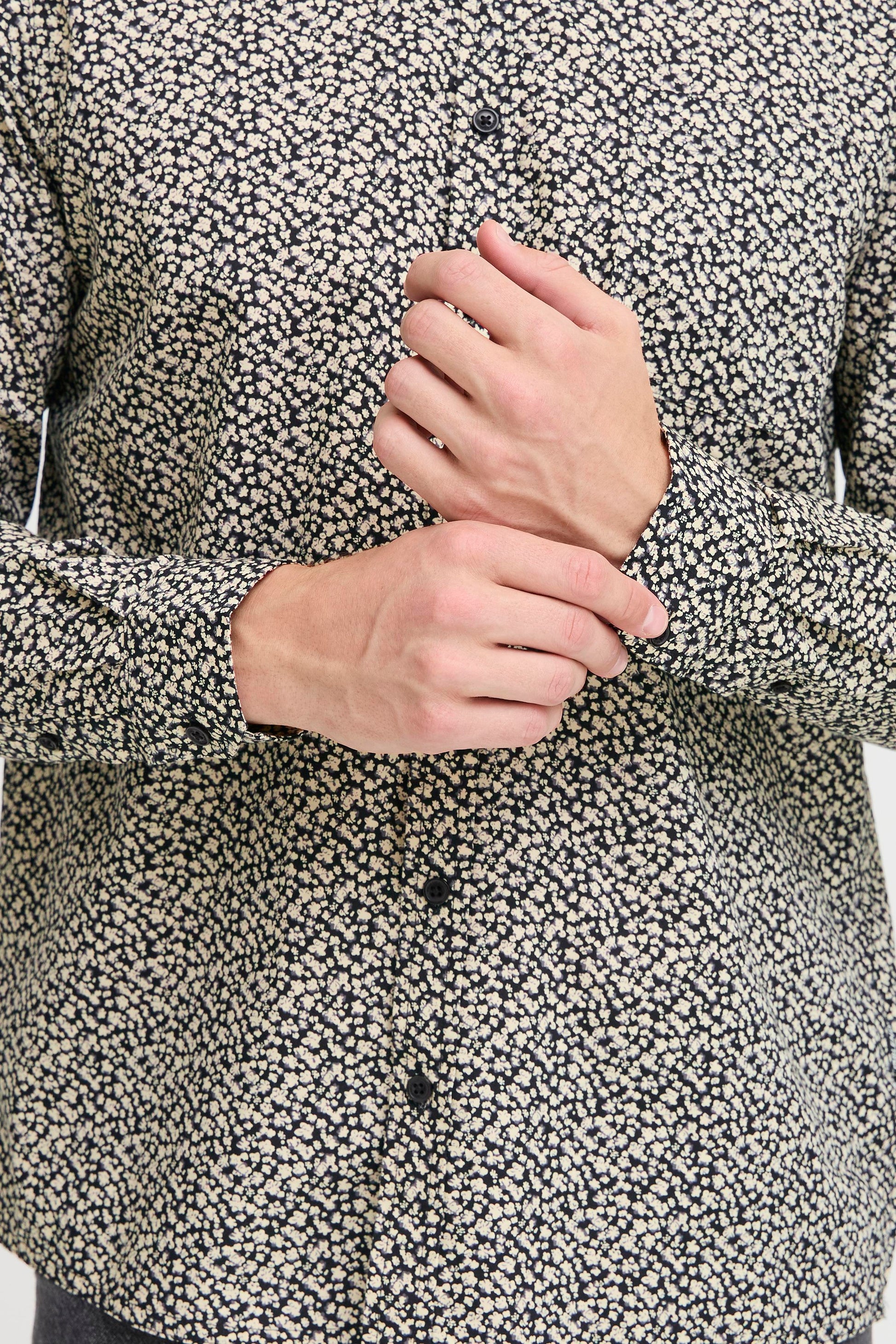 BLEND AVID PRINTED DRESS SHIRT - BLACK BEAUTY