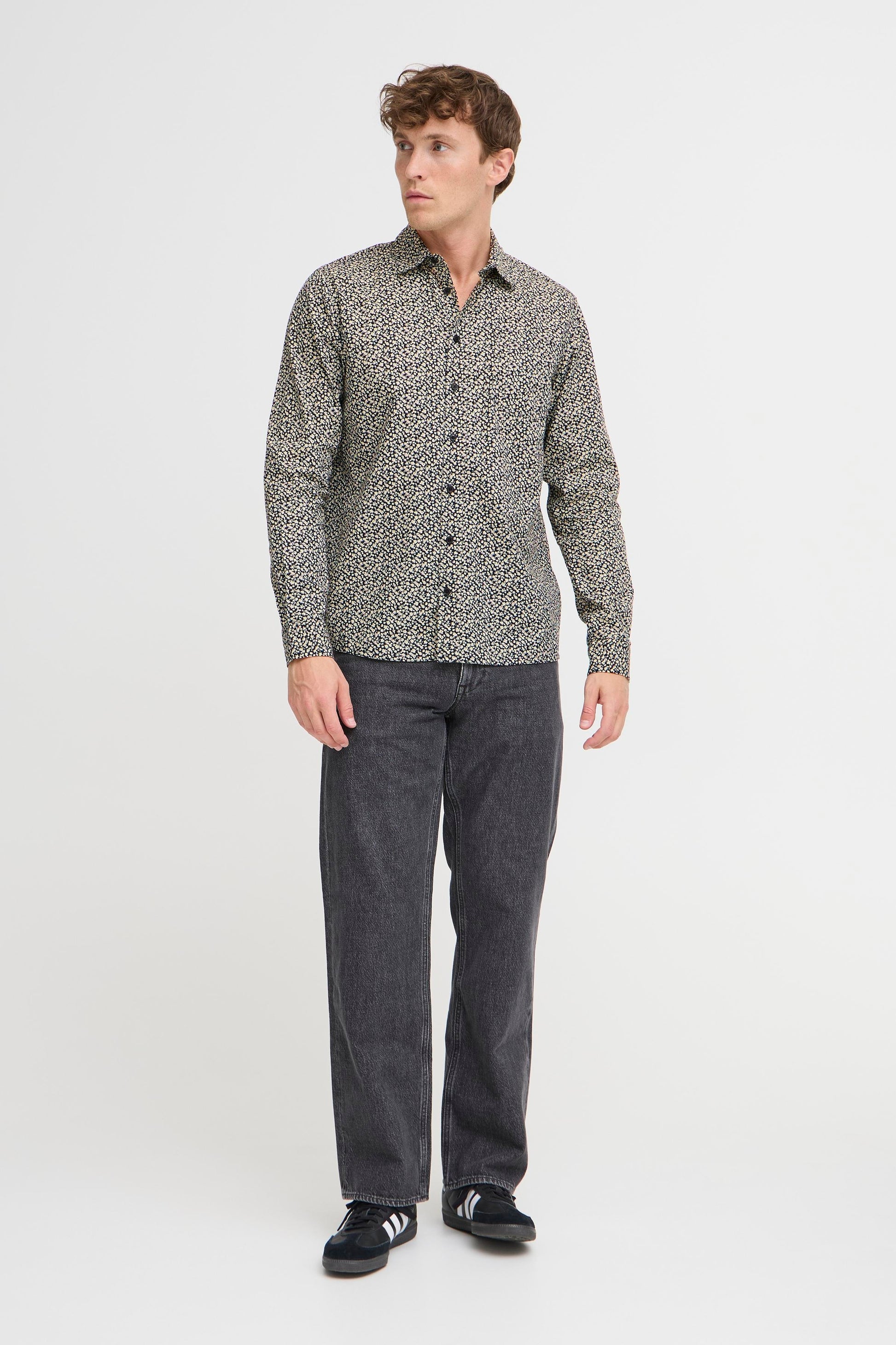 BLEND AVID PRINTED DRESS SHIRT - BLACK BEAUTY