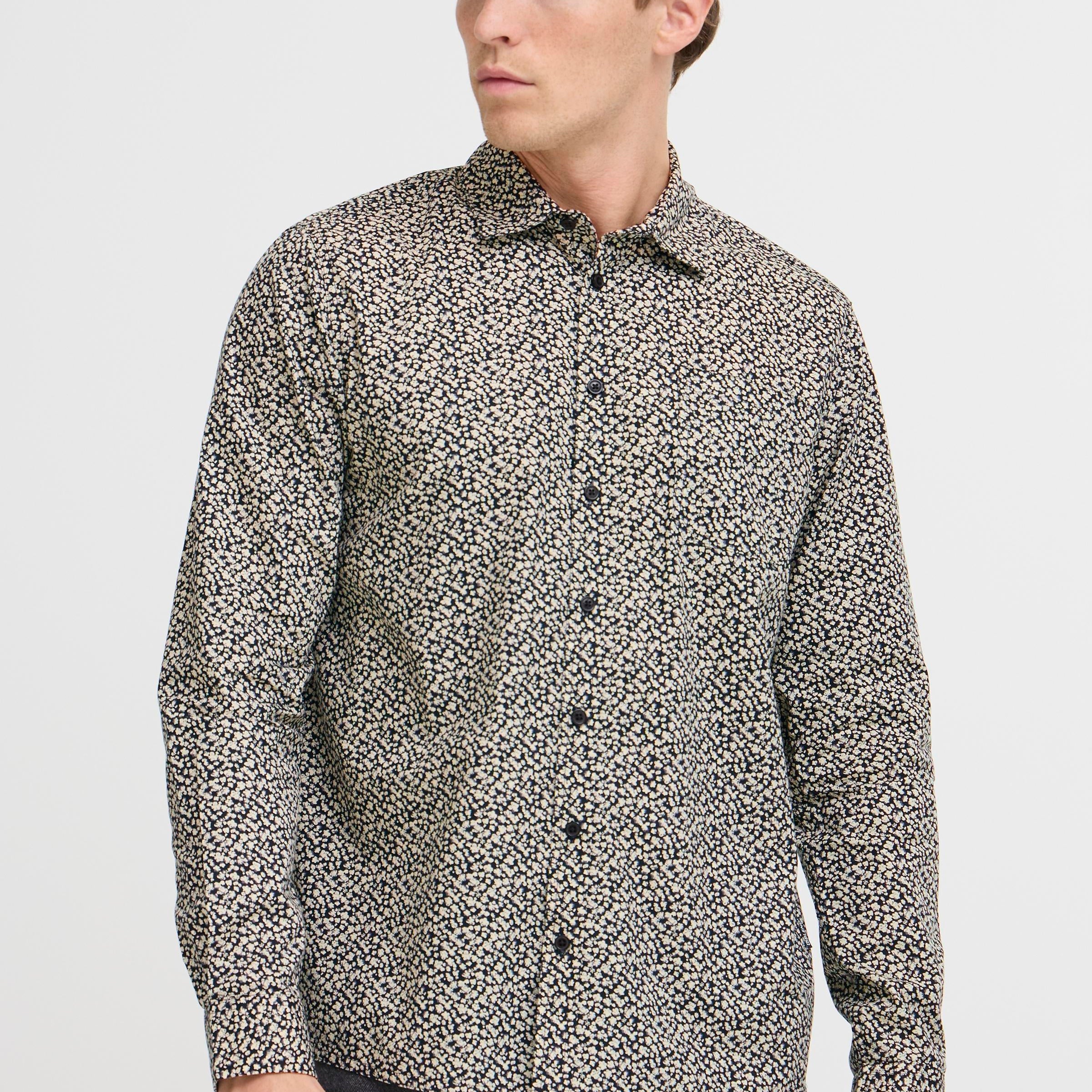 BLEND AVID PRINTED DRESS SHIRT - BLACK BEAUTY