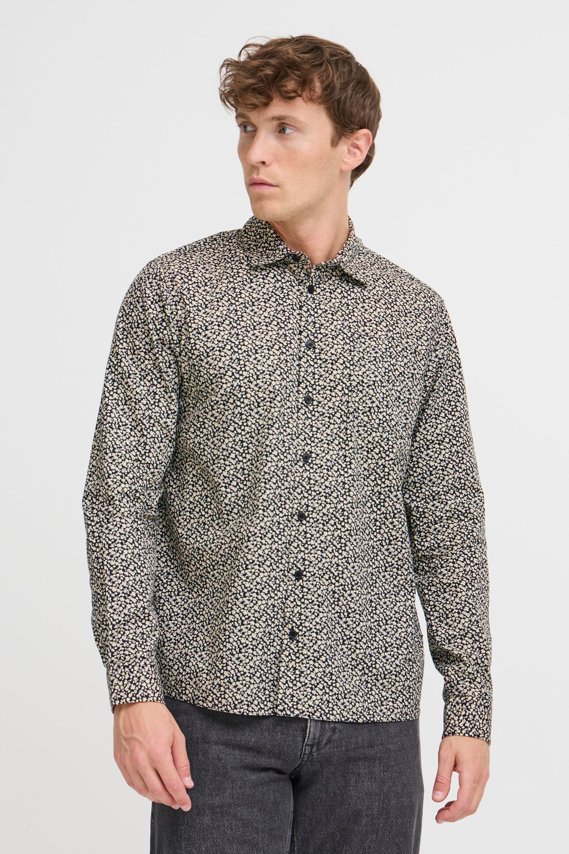 BLEND AVID PRINTED DRESS SHIRT - BLACK BEAUTY