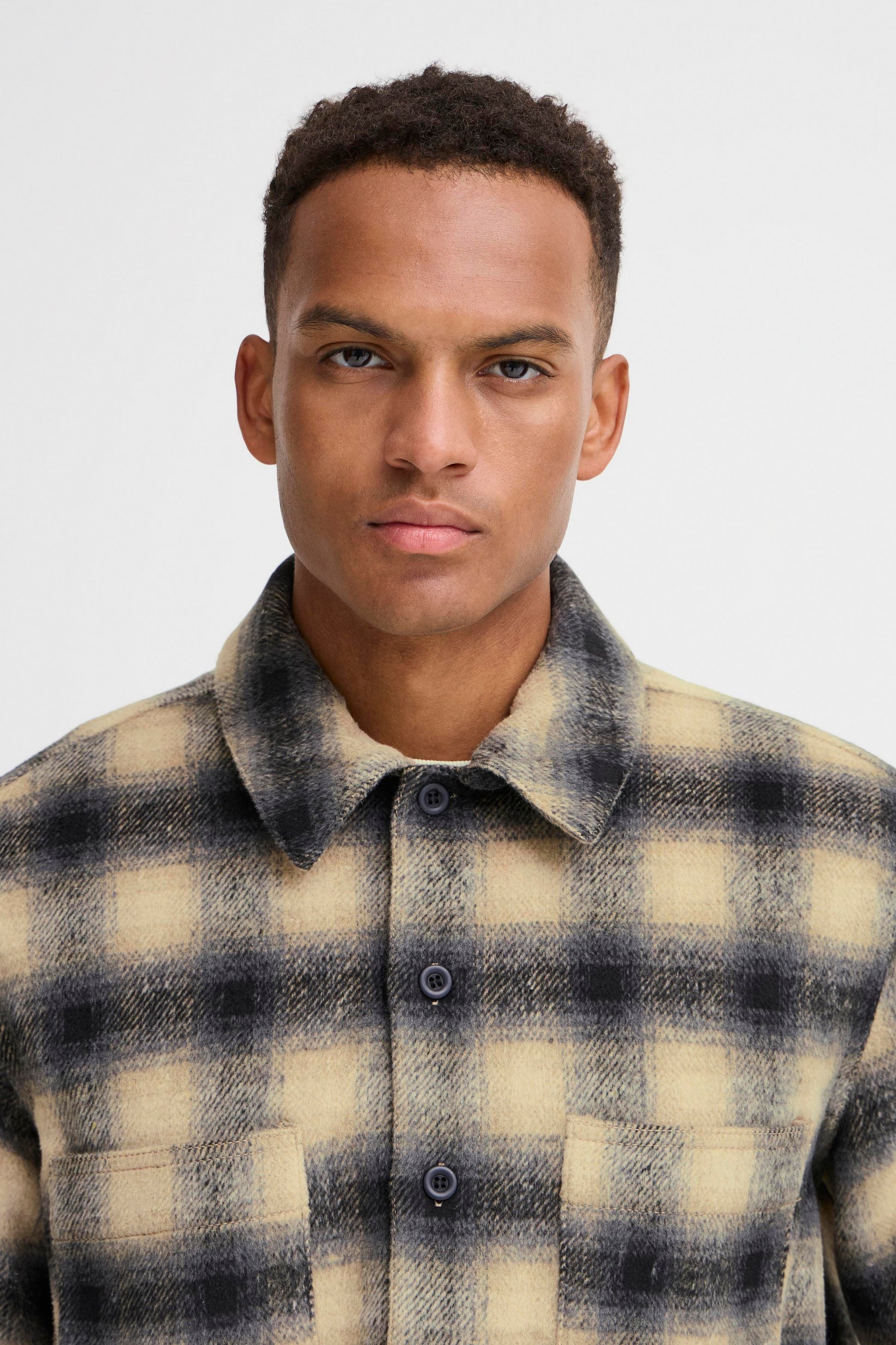 BLEND FAUST CHECK OVERSHIRT - BLACK