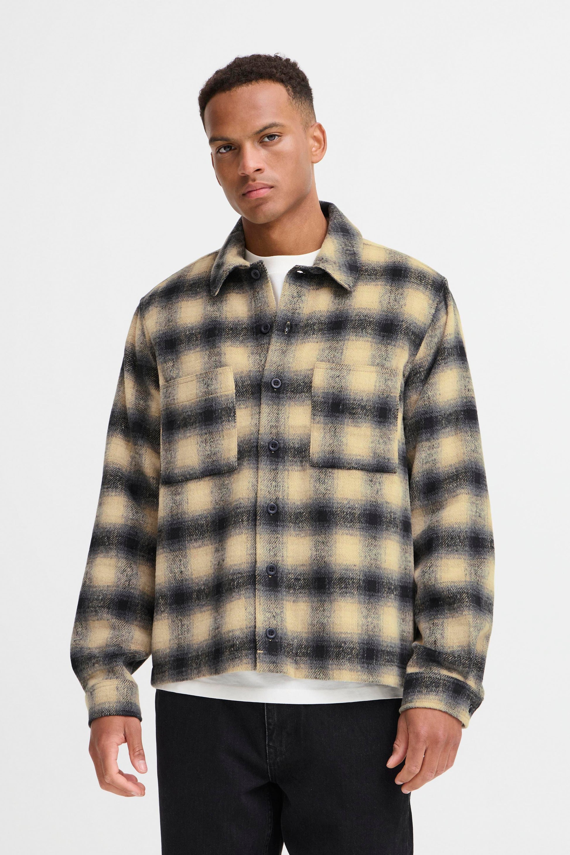 BLEND FAUST CHECK OVERSHIRT - BLACK