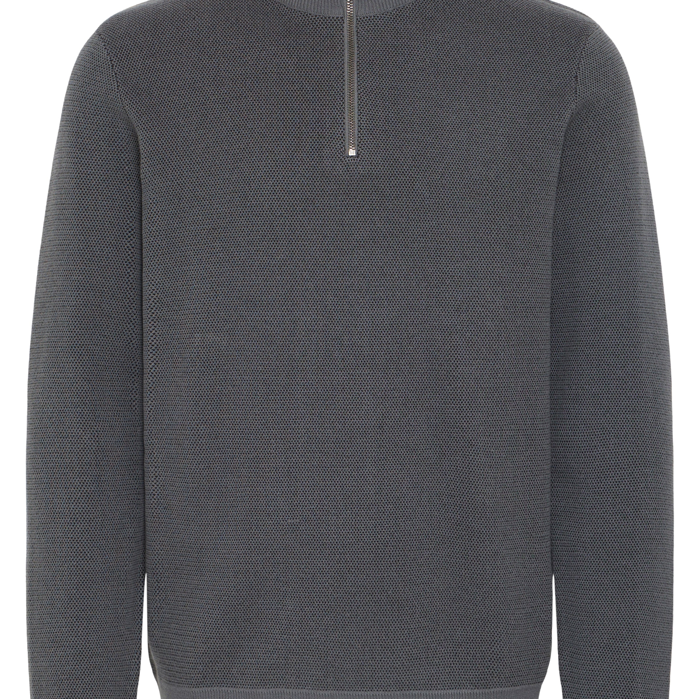 BLEND BAAL HALF ZIP KNIT - IRON GATE