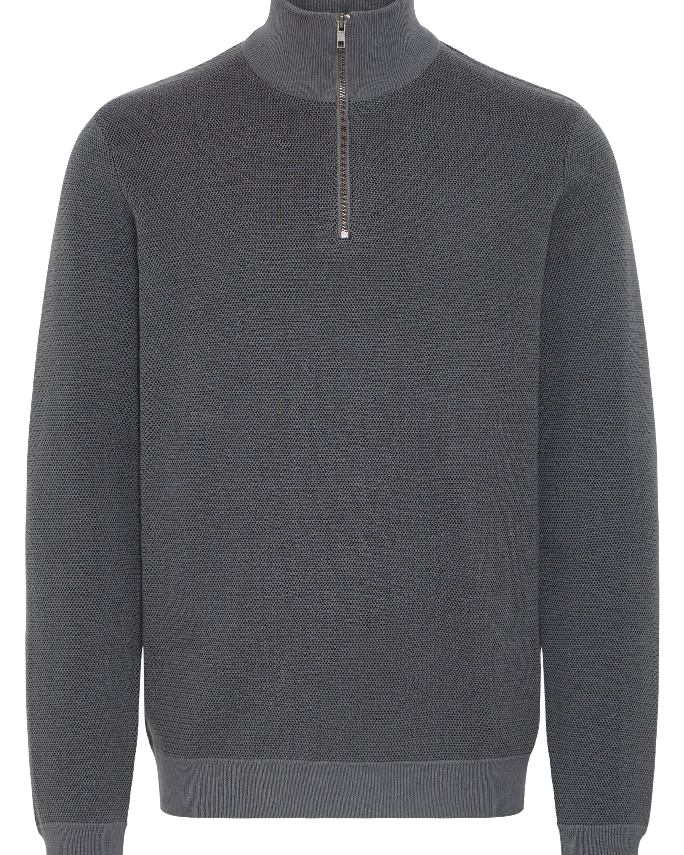 BLEND BAAL HALF ZIP KNIT - IRON GATE