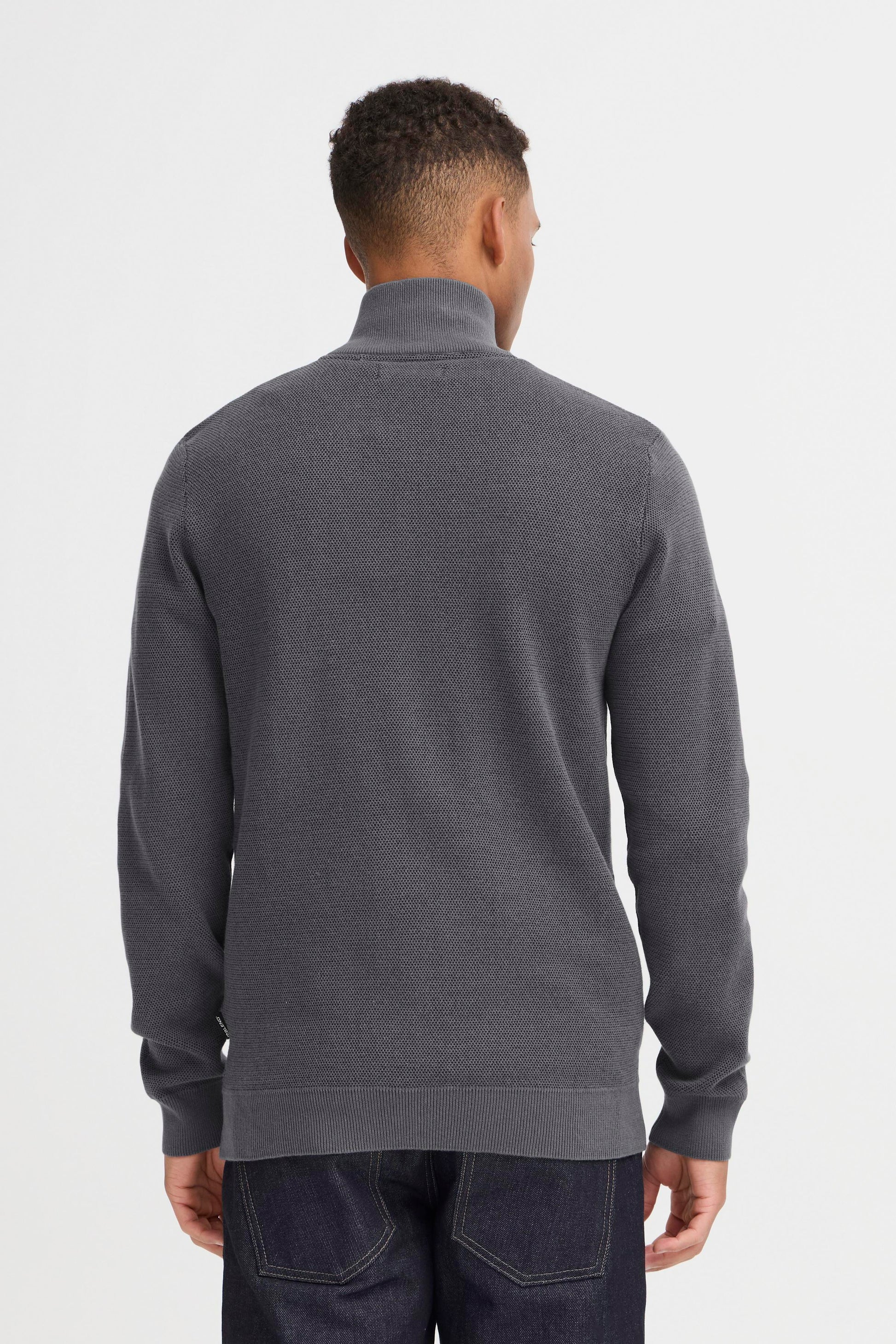 BLEND BAAL HALF ZIP KNIT - IRON GATE