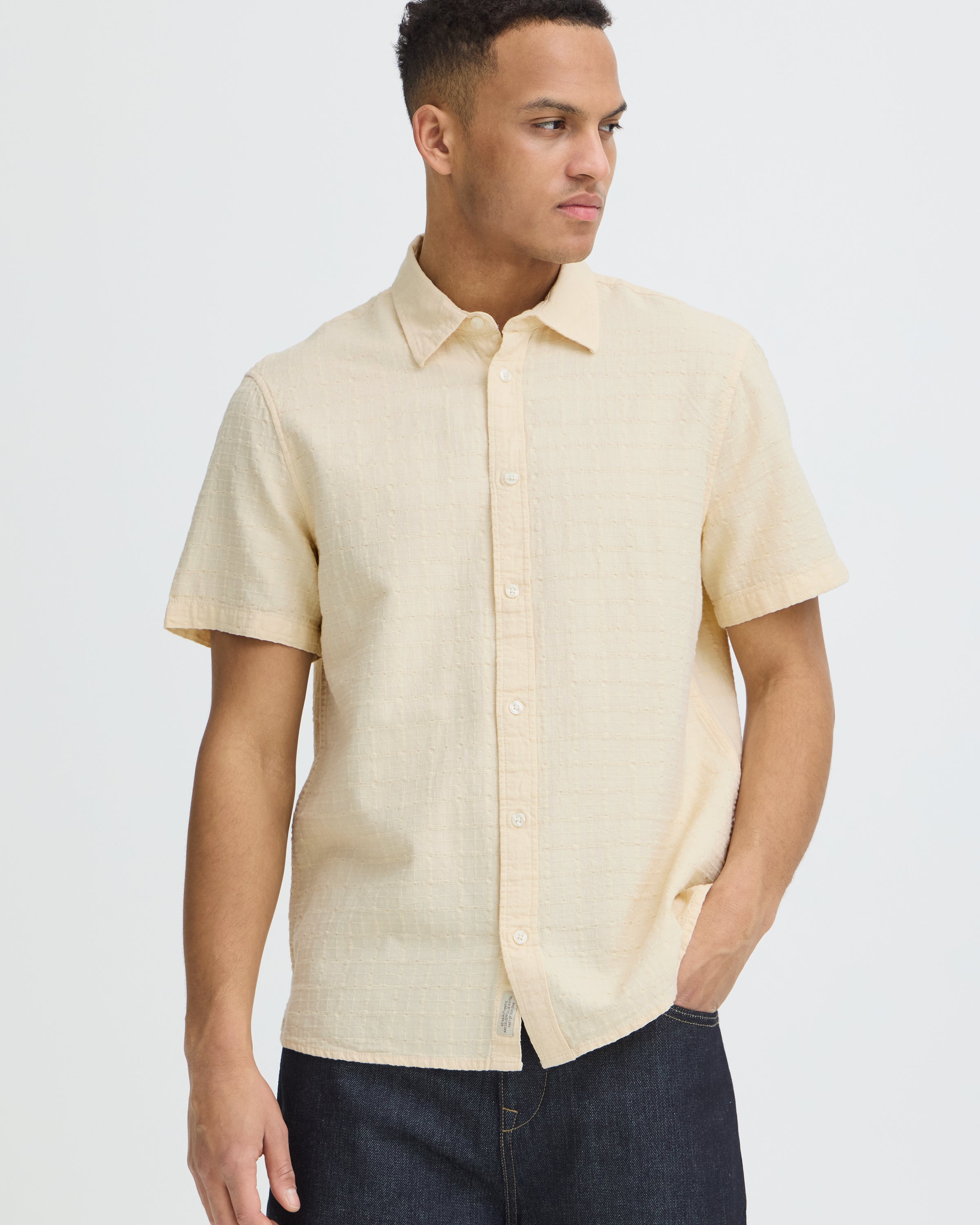 BLEND AUREL BUTTON DOWN SHIRT - BLEACHED SAND