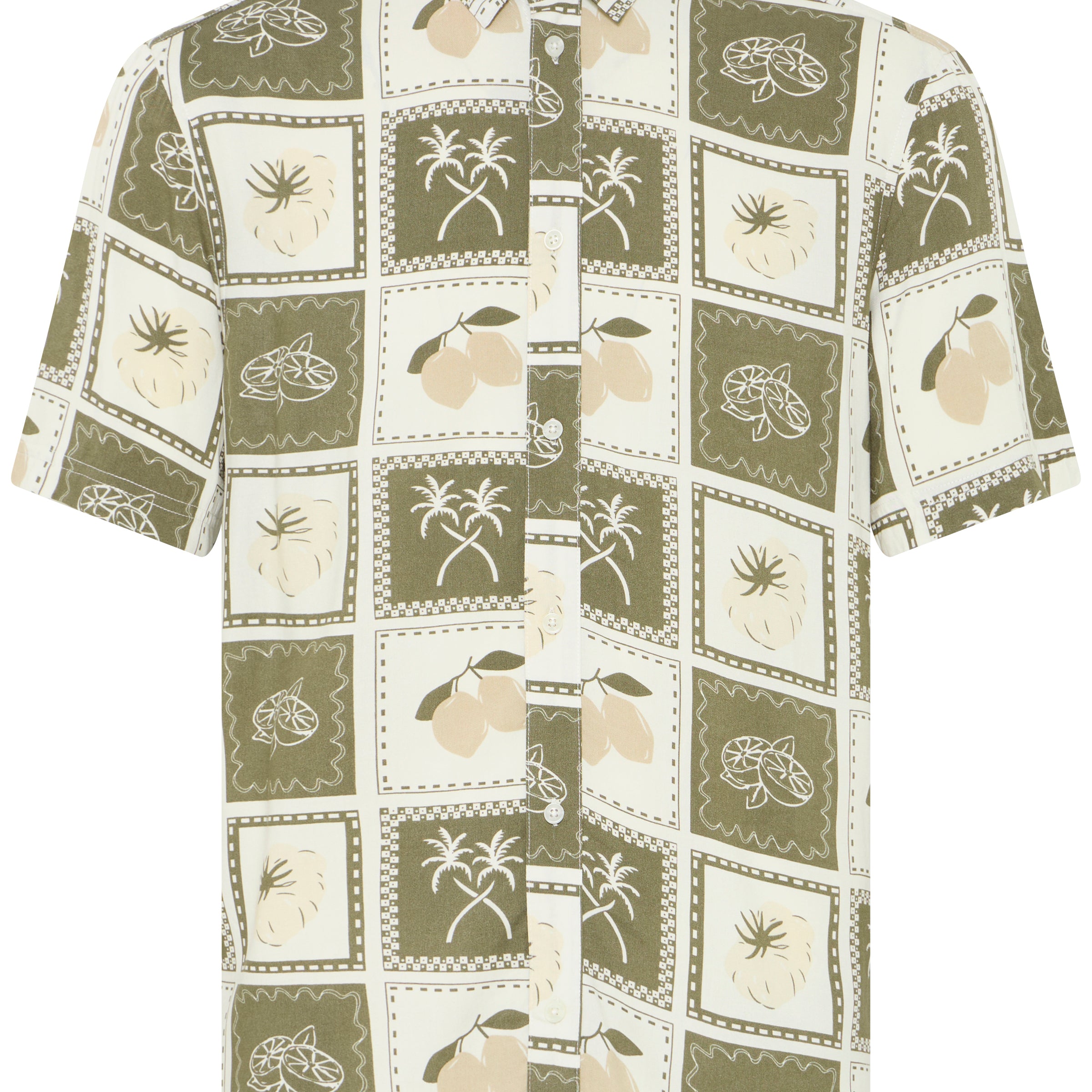 BLEND ARAN PRINTED SHIRT - DUSTY OLIVE