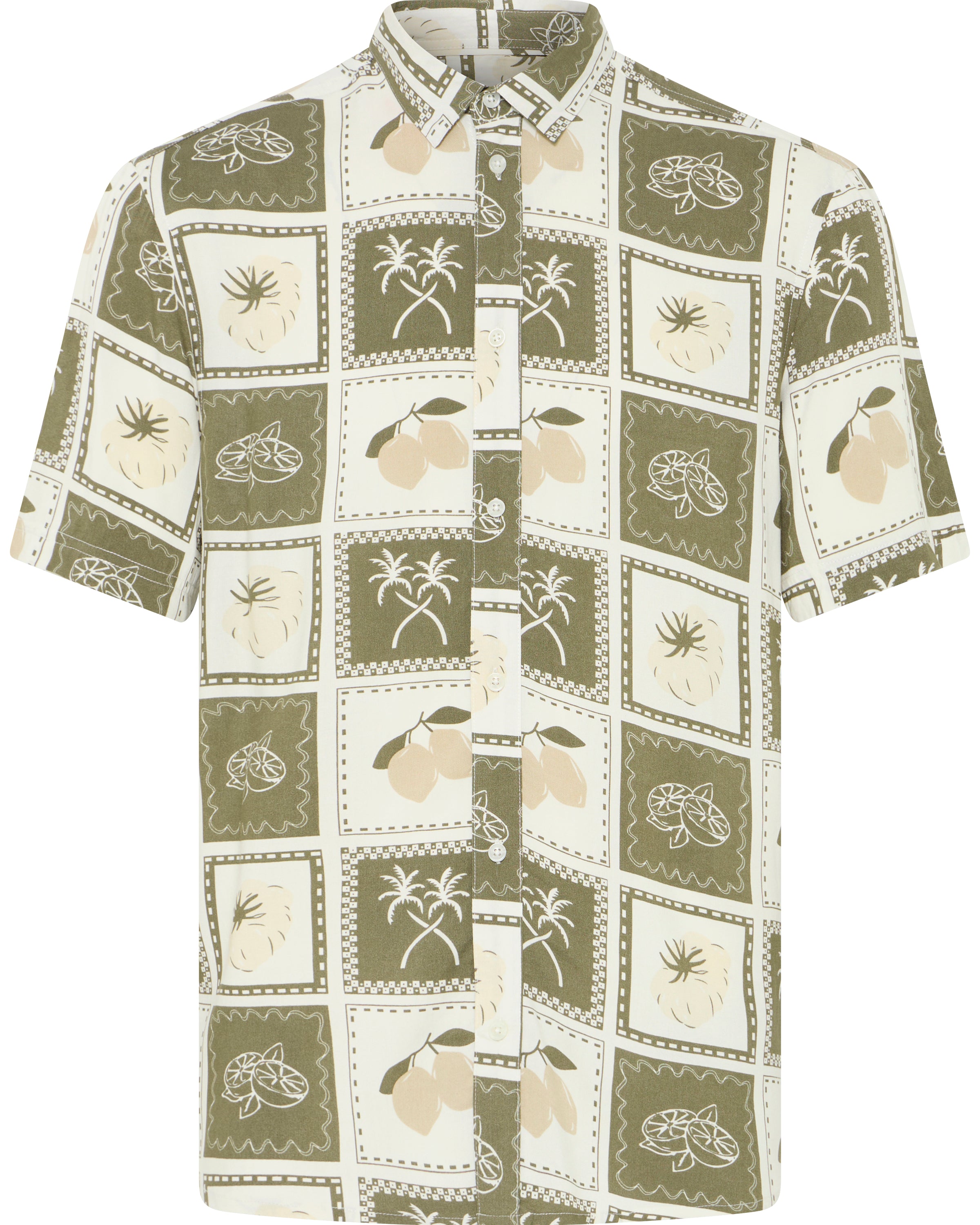 BLEND ARAN PRINTED SHIRT - DUSTY OLIVE