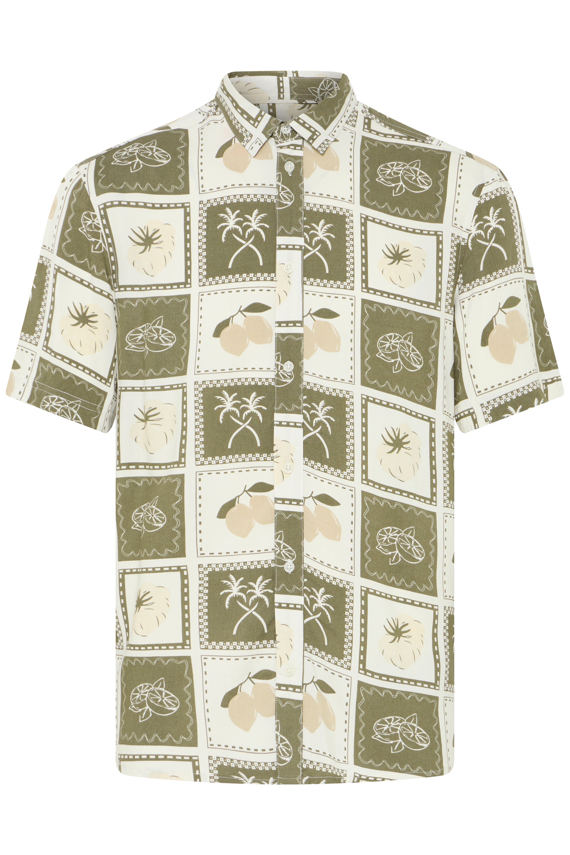 BLEND ARAN PRINTED SHIRT - DUSTY OLIVE