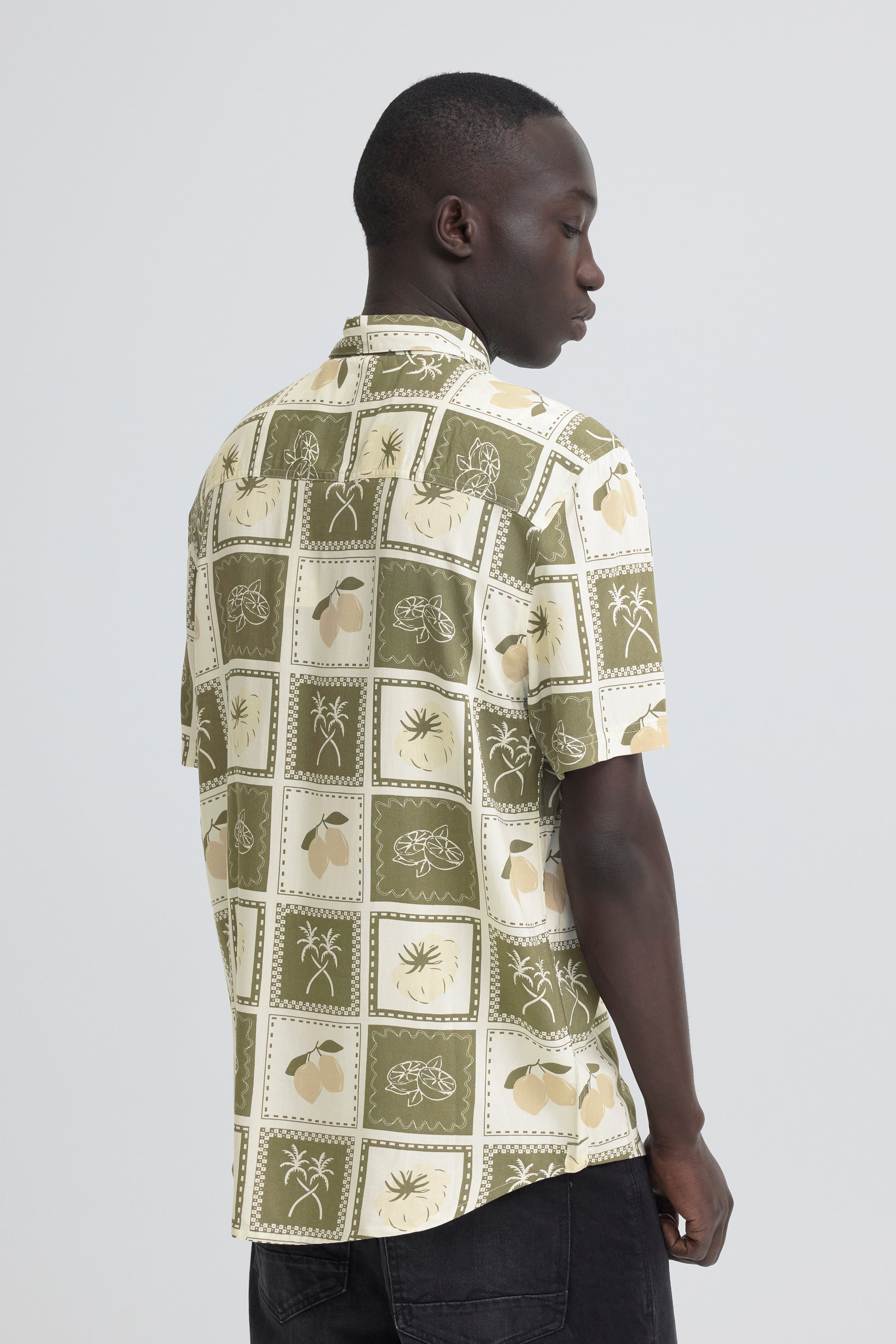 BLEND ARAN PRINTED SHIRT - DUSTY OLIVE