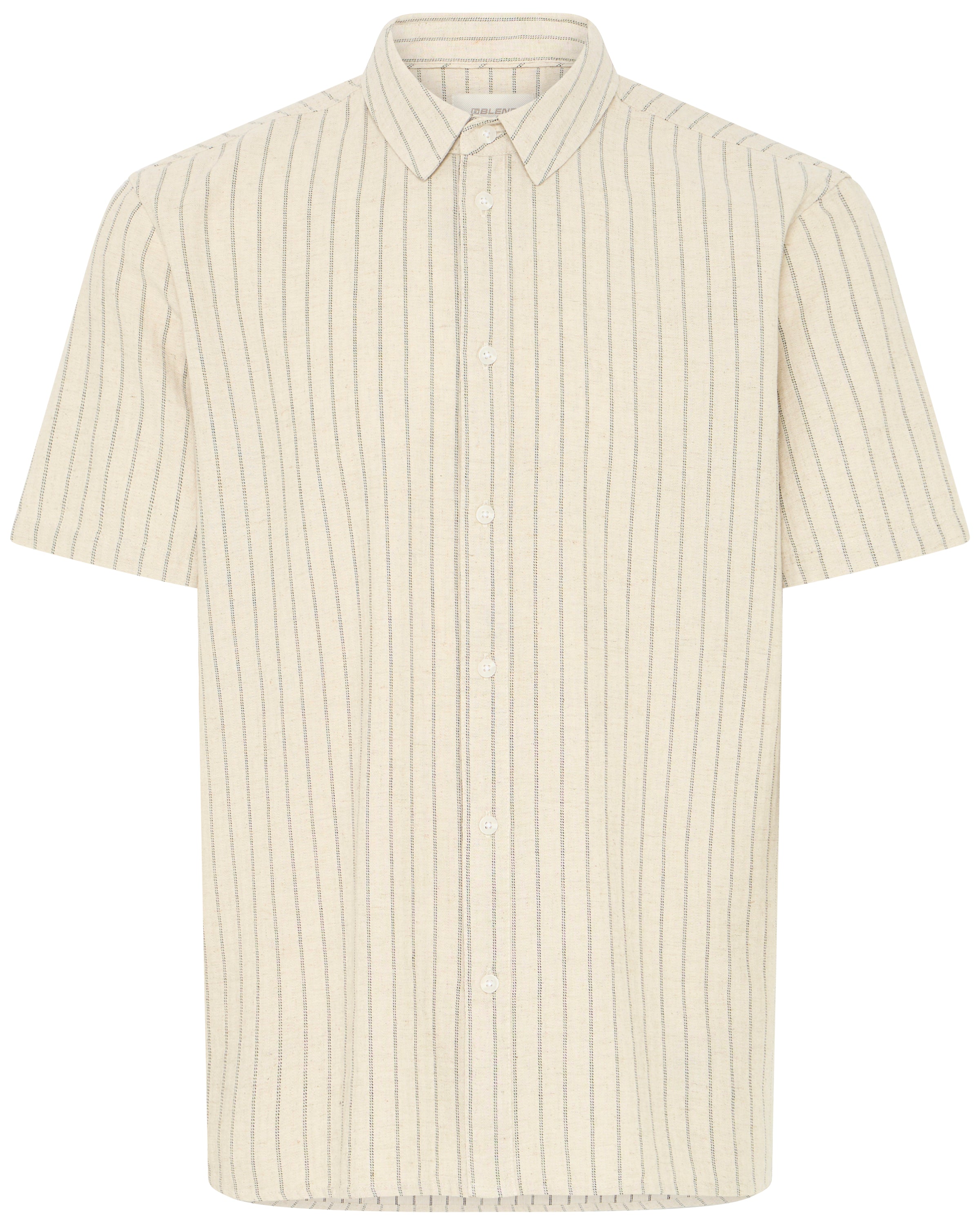 BLEND AKI LINEN BUTTON DOWN SHIRT - VANILLA ICE