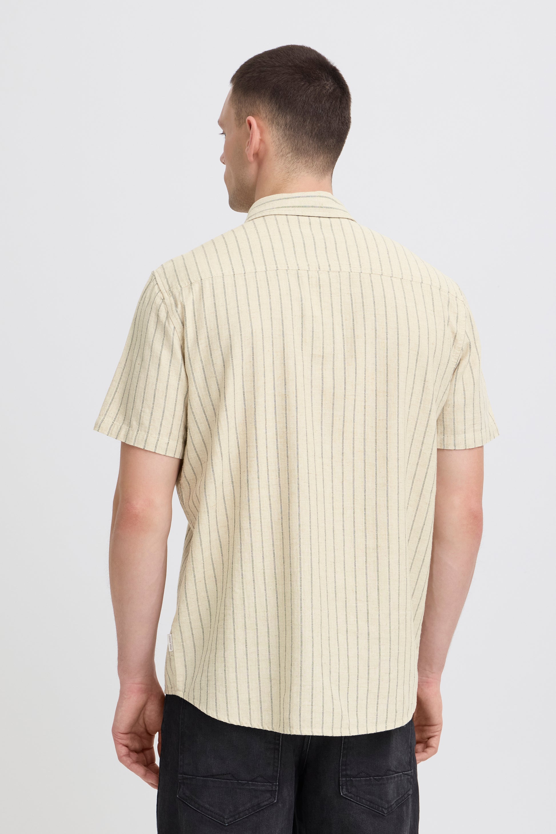 BLEND AKI LINEN BUTTON DOWN SHIRT - VANILLA ICE